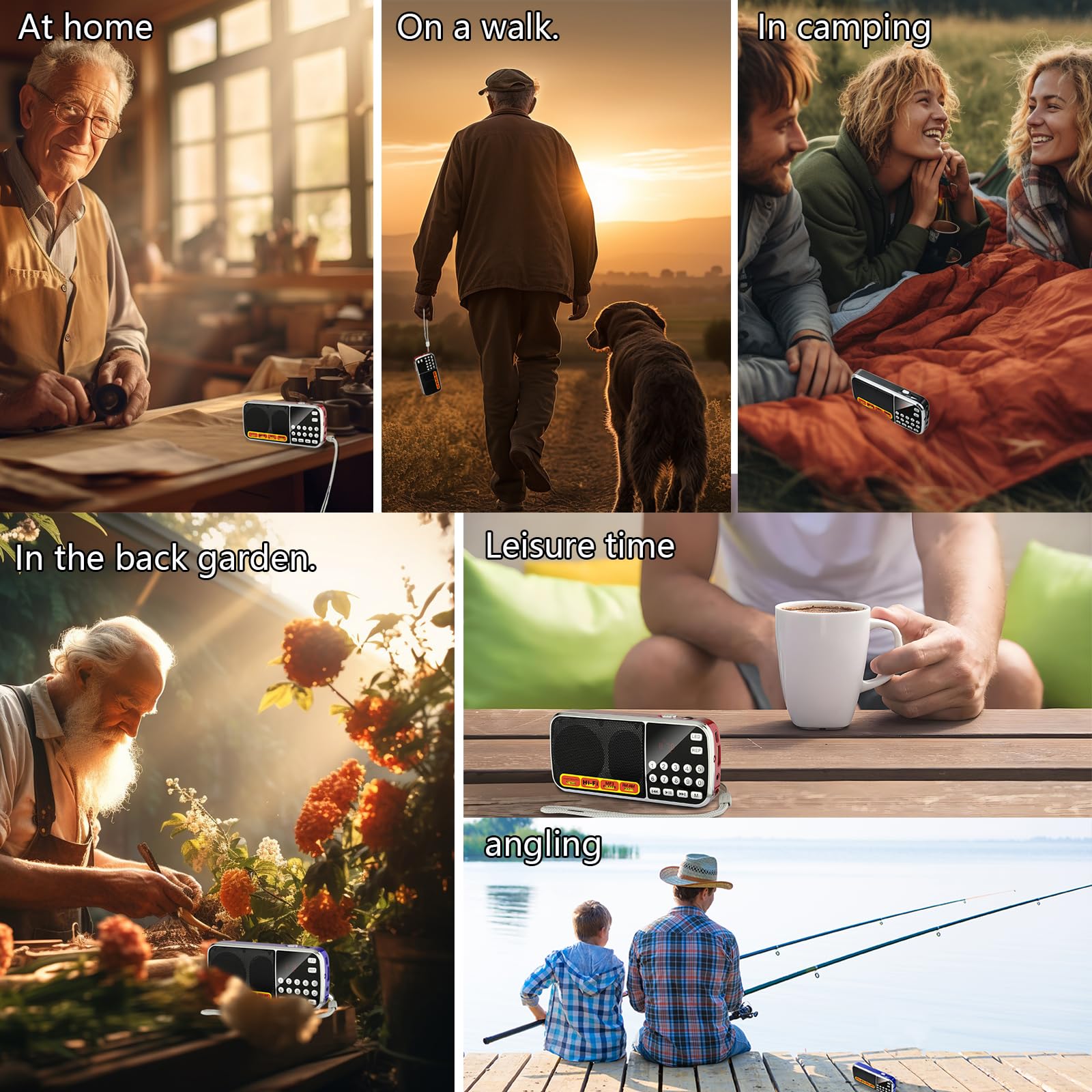 Boespatr Small Radios Portable Am Fm, Battery Powered Radio, Support Usb Flash Disk/Micro Sd Card Playback, Digital Buttons, Bas