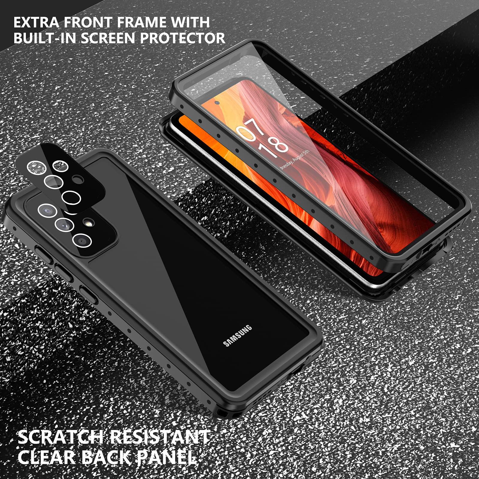 Oterkin For Samsung Galaxy A52 Case, A52 Waterproof Case Built In Screen Protector Dustproof Shockproof Ip68 Underwater Full Bod