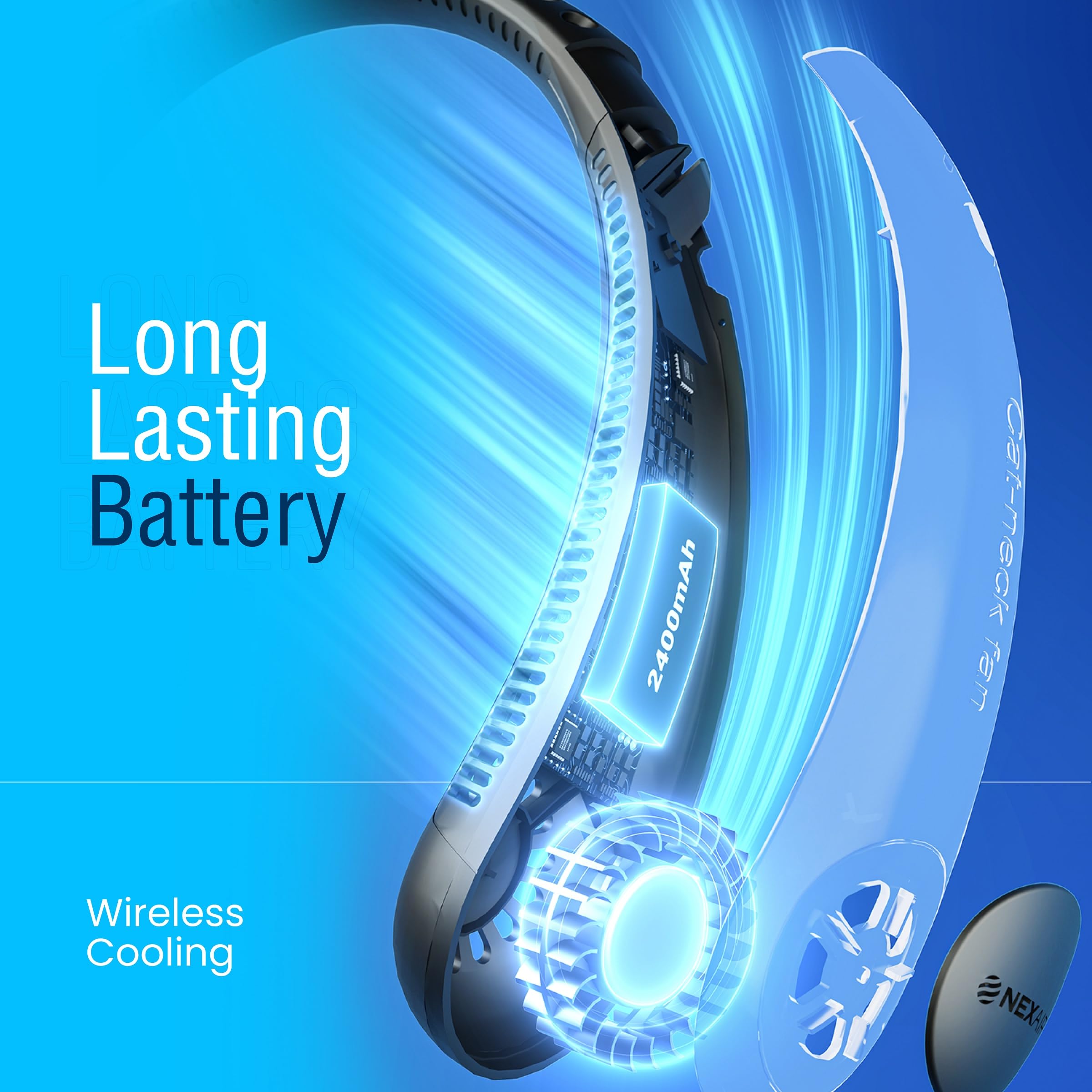 Nexair Portable Neck Fan  3 Speed Rechargeable Bladeless Neck Cooler, Quality Comfortable Lightweight, Personal Neck Fan For Wom