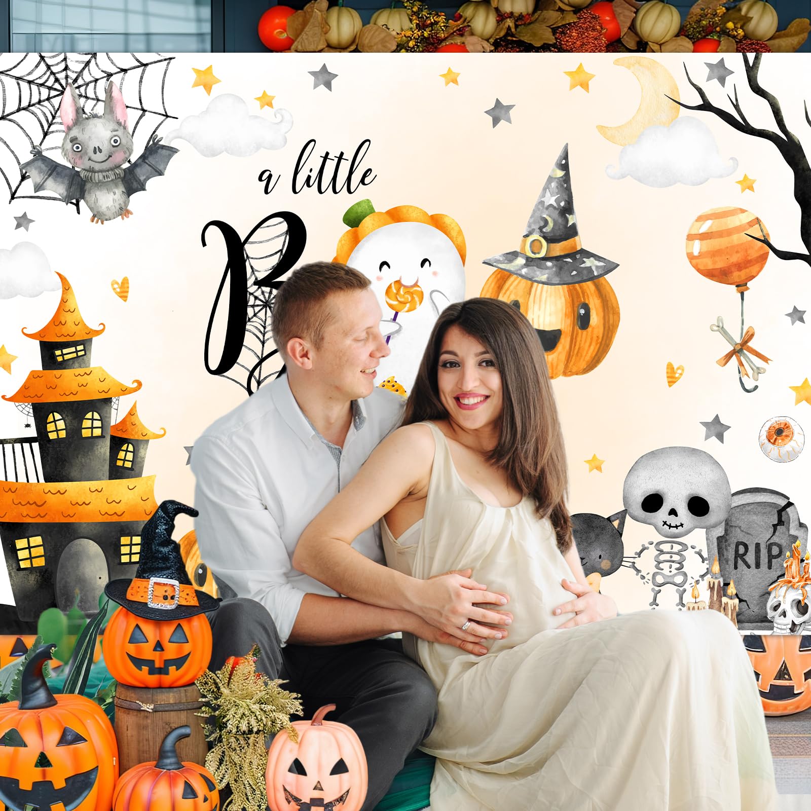Avezano Halloween Baby Shower Backdrop A Little Boo Is Almost Due Baby Shower Banner Decorations Cute Ghost Halloween Boo Newbor