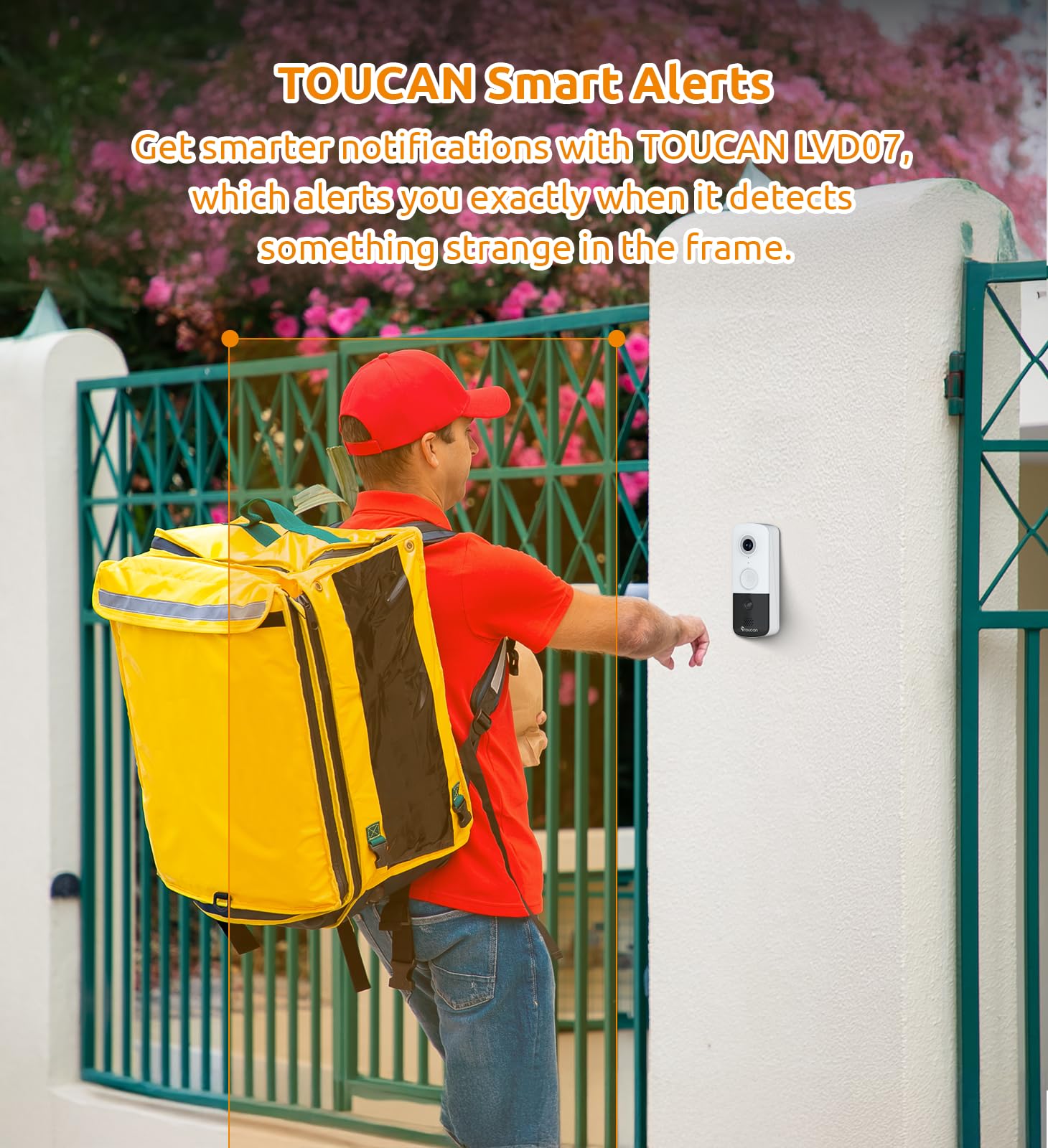 Toucan Doorbell Camera, Video Doorbell With Chime, 2 Way Talk, 2.4Ghz Wifi, Night Vision, Pir Motion Detection, Compatible With