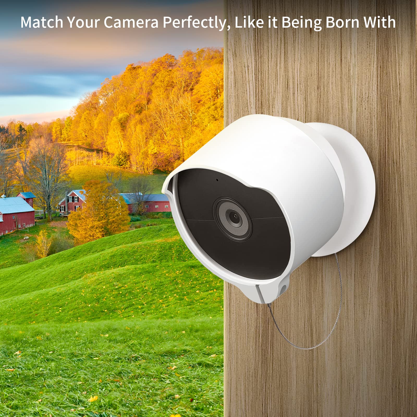 Anti Theft Mount For Google Nest Cam(Battery), Anti Drop Waterproof Camera Protective Cover With Security Chain Cable,Lock Acces