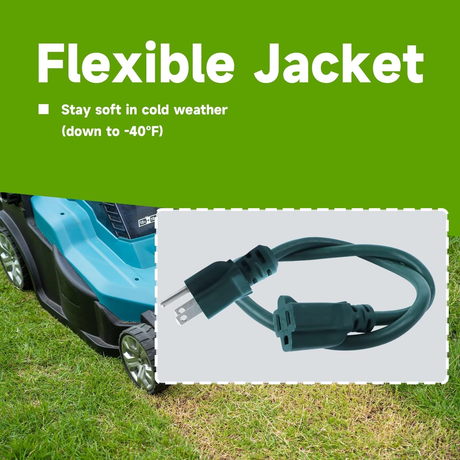 Ultra Explorer Green Indoor Extension Cord 6 Ft, 12/3 Sjtw Heavy Duty Green Extension Cable With 3 Prong Grounded Plug   Power C