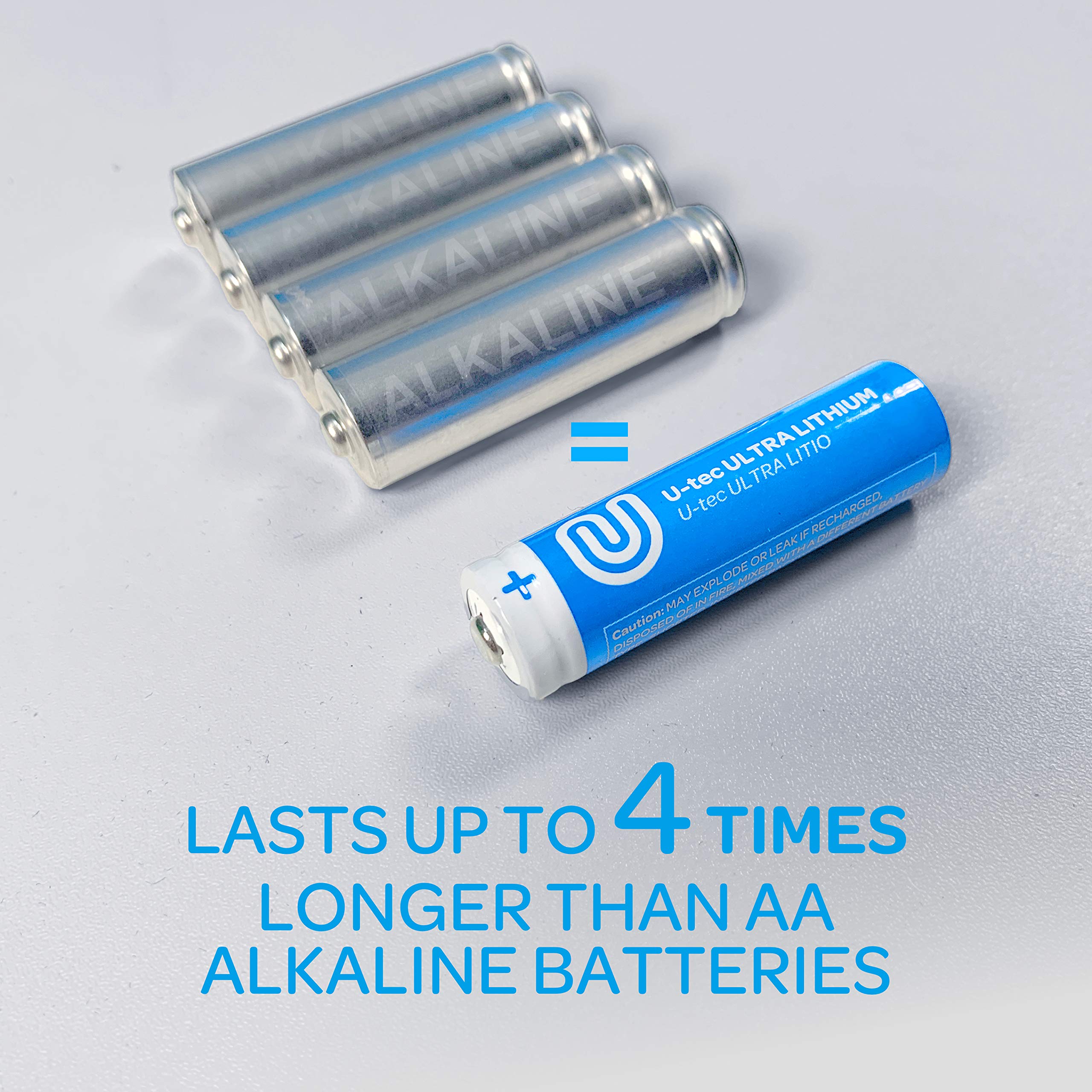 U-Tec Aa Ultra Lithium Battery (Pack Of 4), 3000Mah 1.5V, Longest-Lasting Aa Battery, Up To 10 Years In Storage And No Leaks Gua