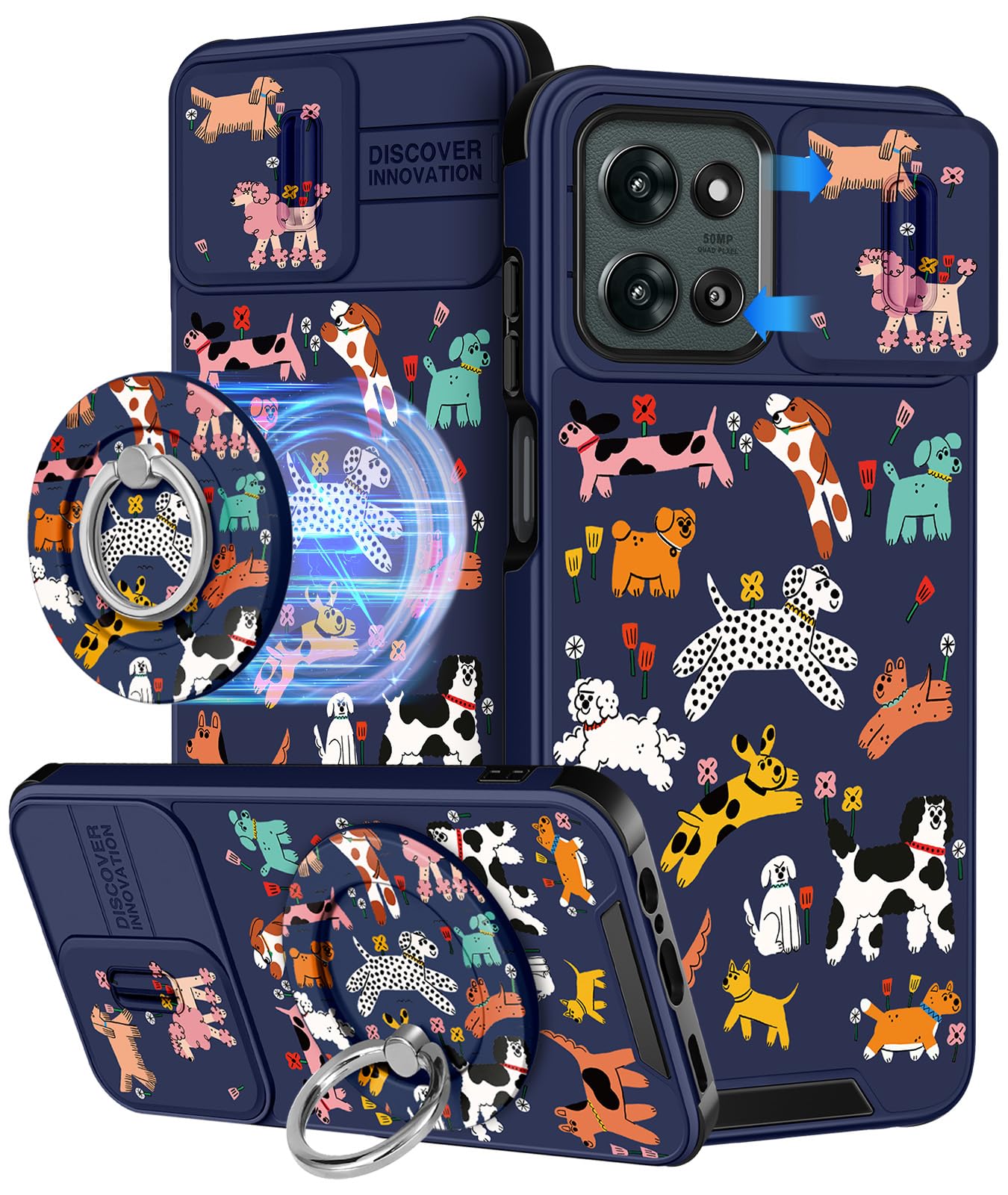 Buleens for Moto G 2026/2025 Case - Cute Design with Ring Stand & Camera Cover for Women Girly Cartoon Cool Dog Phone Cover for 
