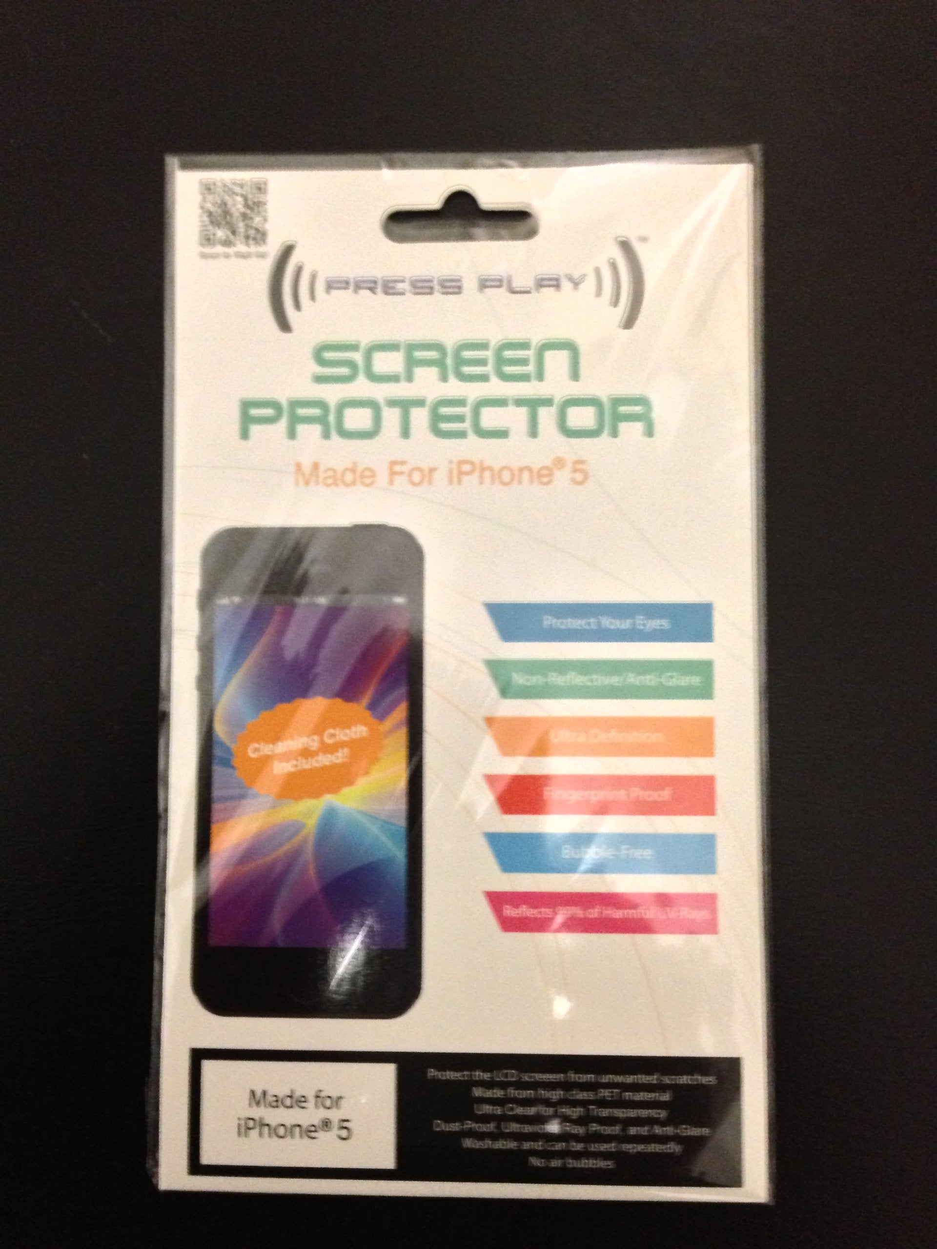 Gadget People Inc. Press Play Screen Protector Made For I Phone 5 Sealed Cleaning Cloth Included!