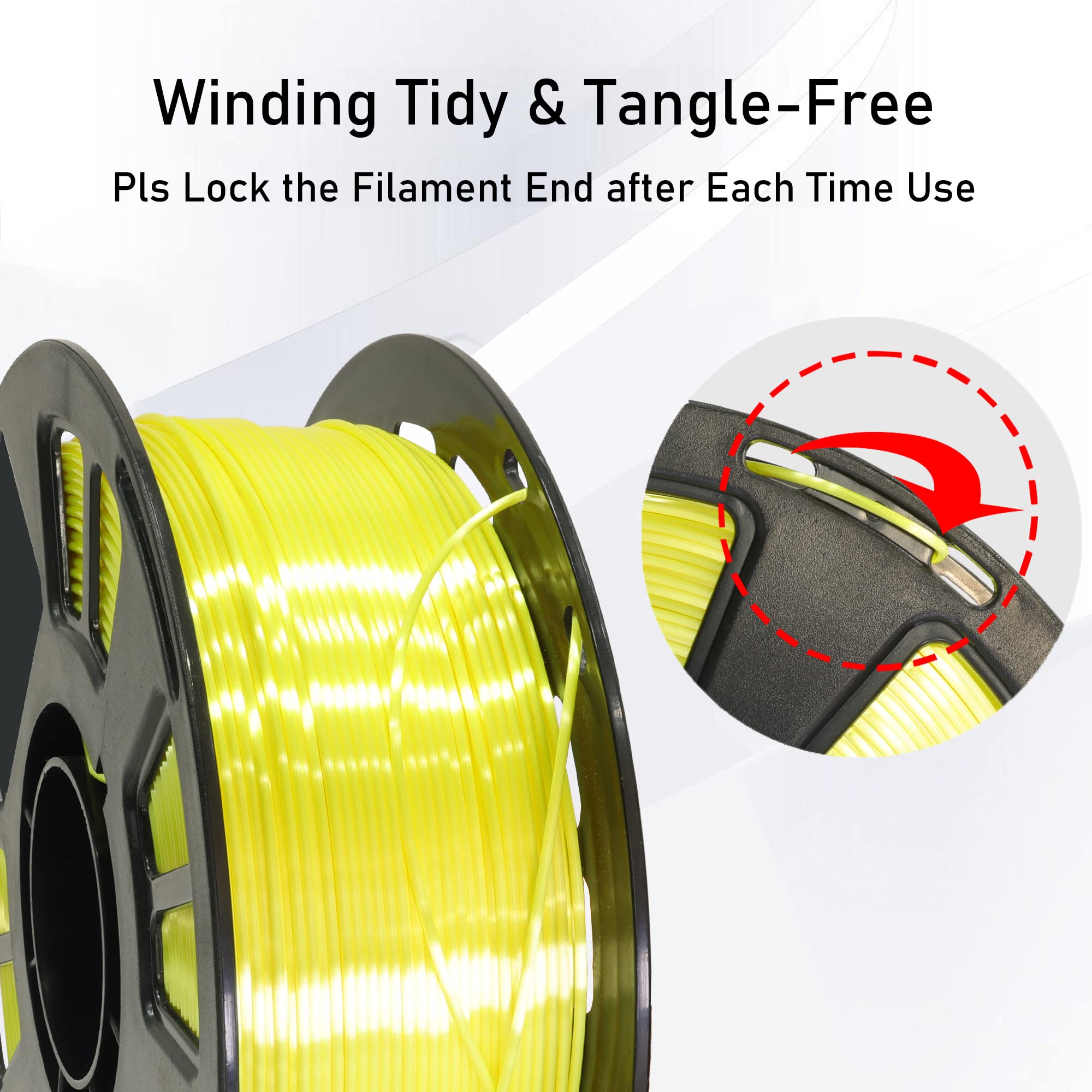 Silk Yellow Shiny Pla 3D Printing Filament, 1Kg 2.2Lbs 1.75Mm 3D Print Material With High Diameter Accuracy, Neatly Wound Silk P