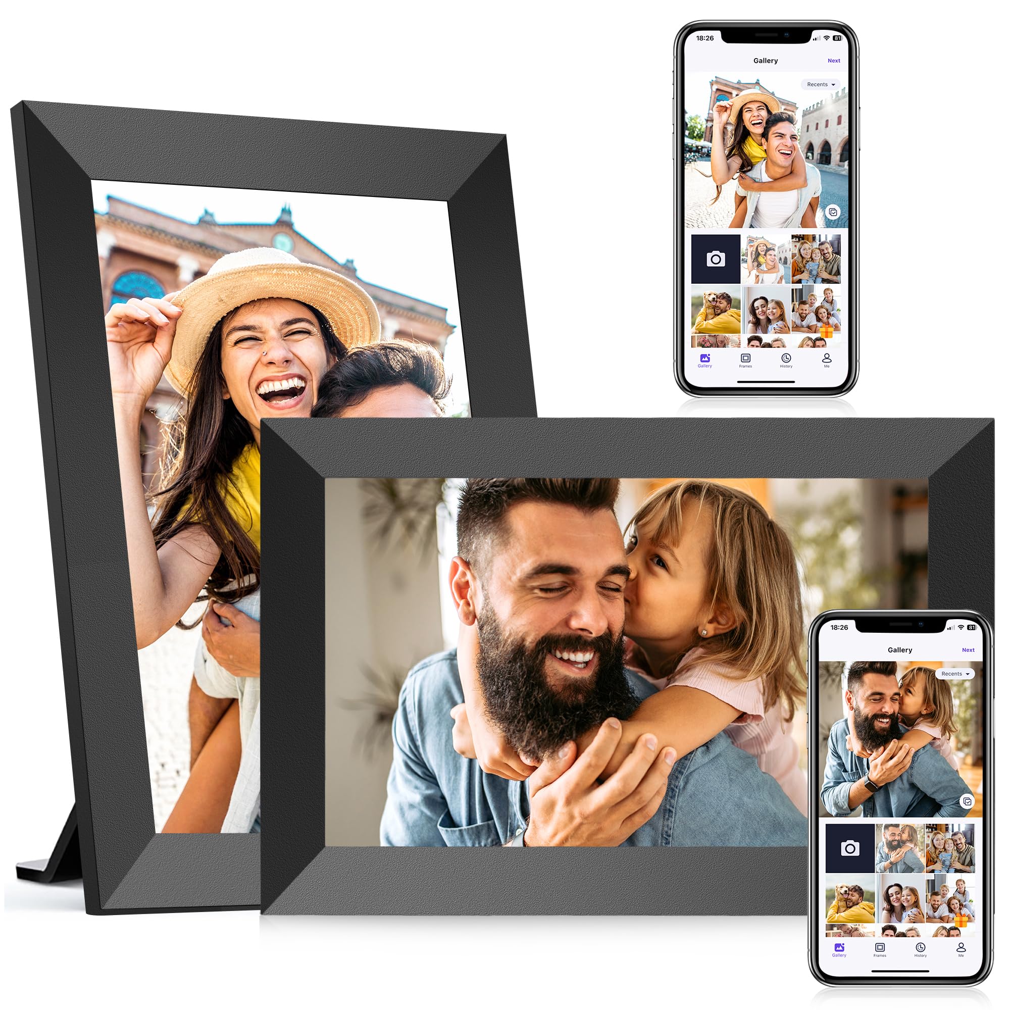 Uhale 2 Pack Digital Picture Frame 32Gb Storage 10.1 Inch Wifi Electronic Photo Frame Desktop Sd Card Slot Ips Touch Screen Hd D
