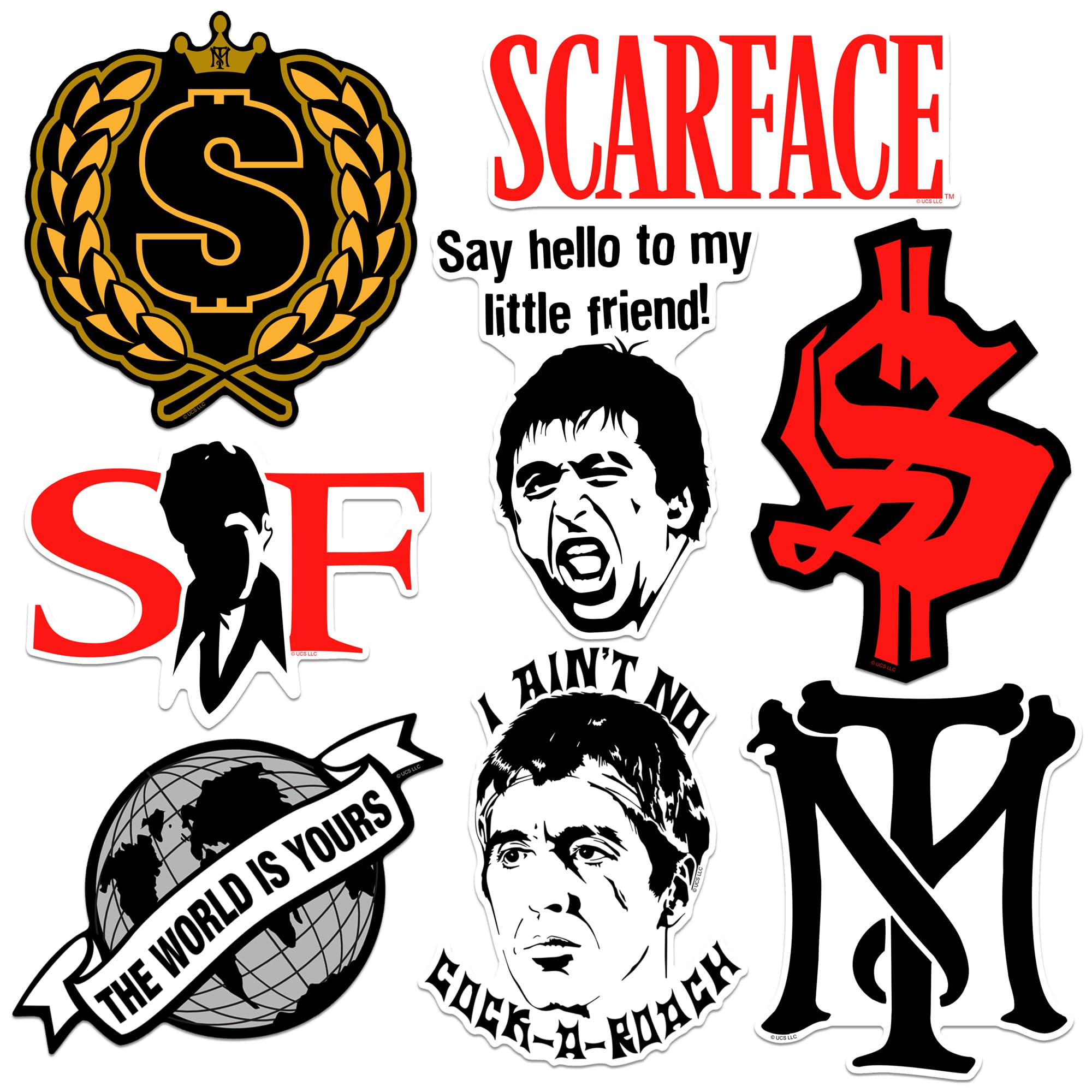 Scarface 9Ct Vinyl Large Deluxe Stickers Variety Pack   Laptop, Water Bottle, Scrapbooking, Tablet, Skateboard, Indoor/Outdoor  