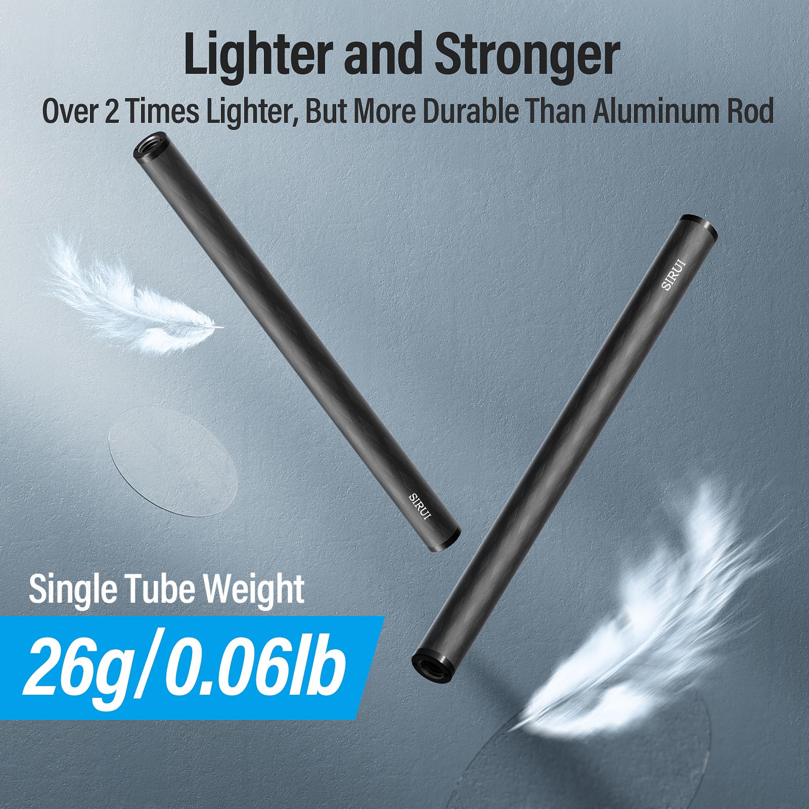 Sirui 15Mm Carbon Fiber Rod, Universal 8''/20Cm Camera Rail Rods For 15Mm Rod Rail Support System, Follow Focus, Should Rig, Am