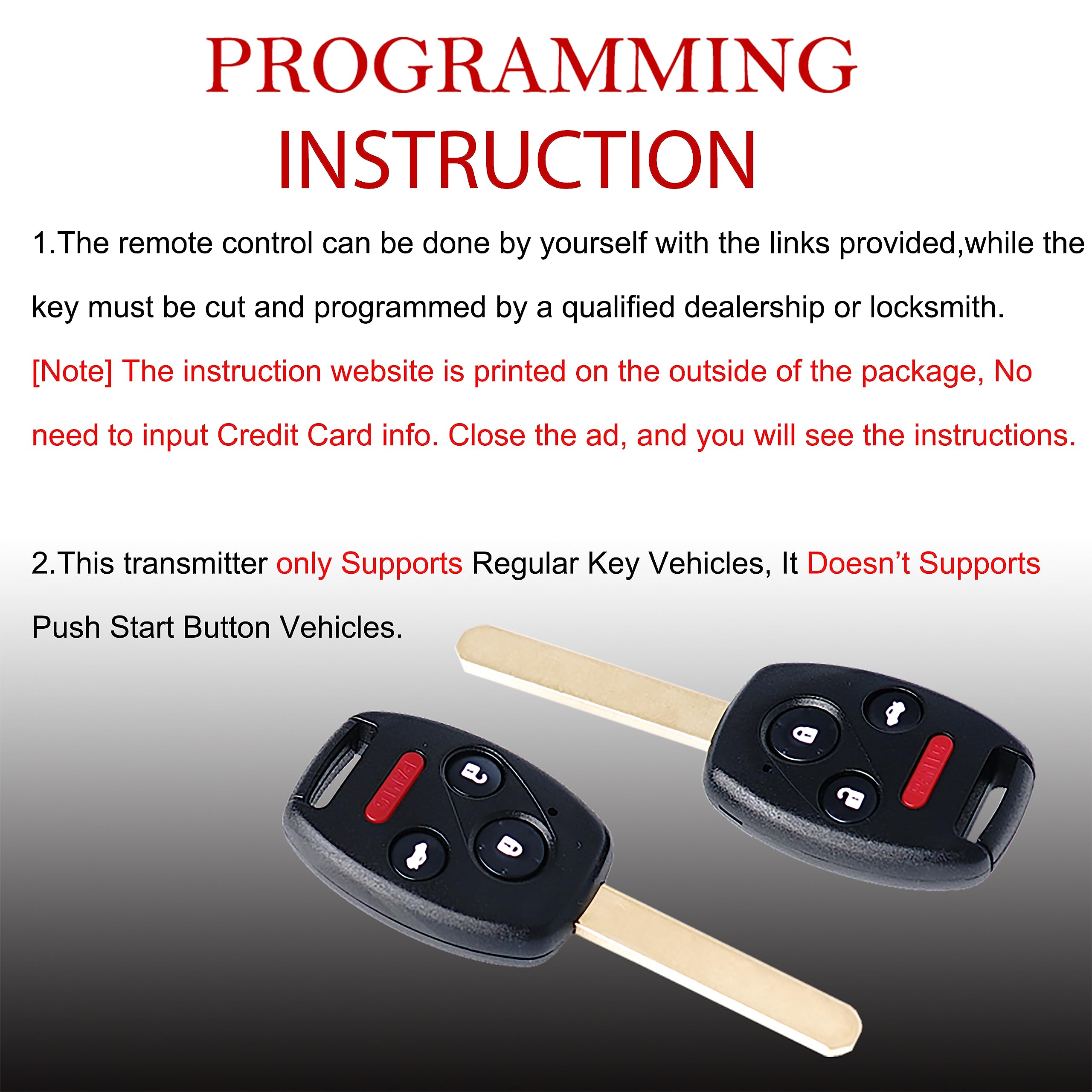 Mechanmagic Key Fob Remote Replacement Fits For Accord 2003 2004 2005 2006 2007/Element 2010 Oucg8D-380H-A Keyless Entry Remote