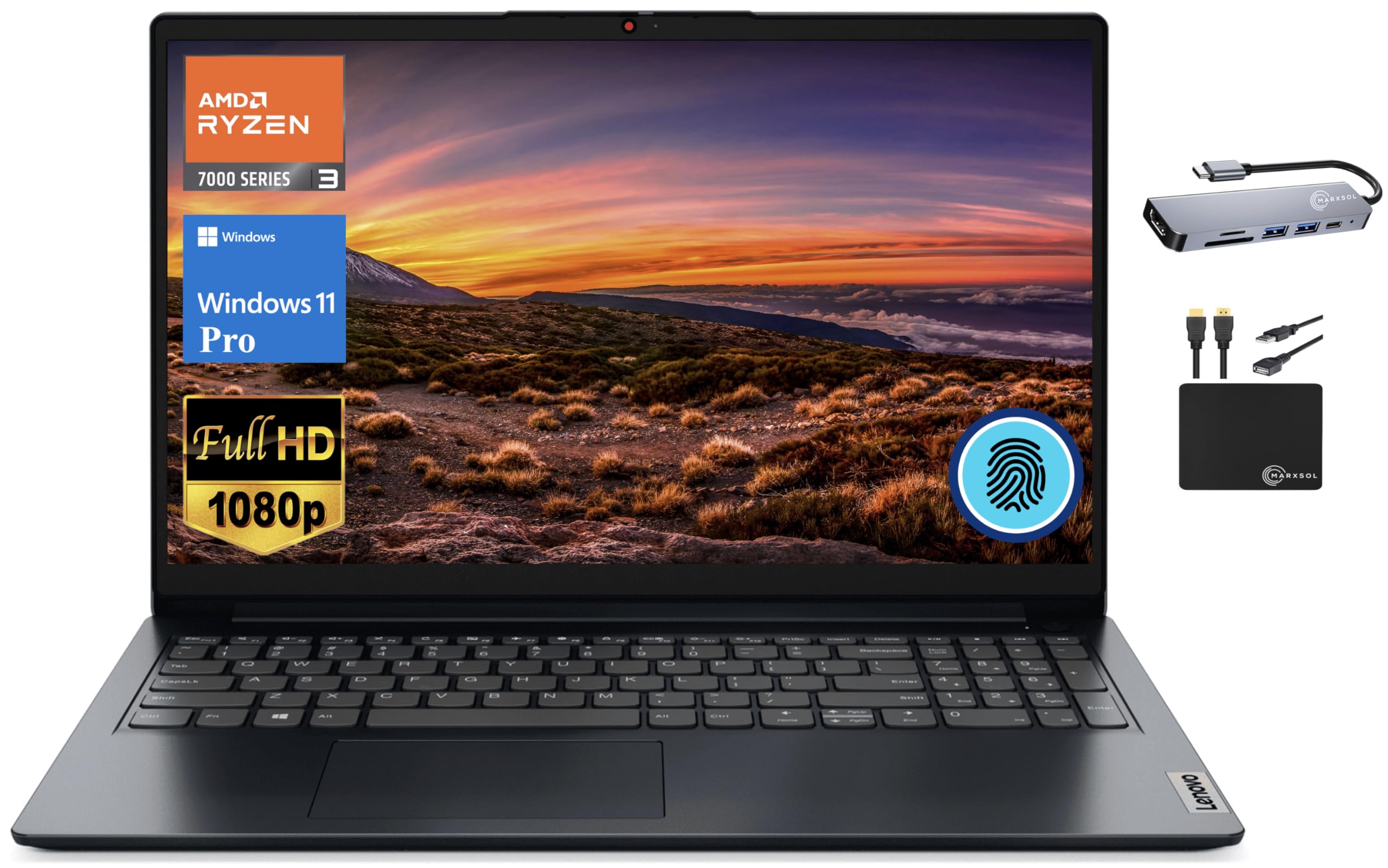Lenovo IdeaPad Business Laptop 2024, 15.6 FHD Display, Quad-Core AMD Ryzen 3 7320U (Beat i5-1035G7), 8GB DDR5 RAM, 512GB PCIe SS