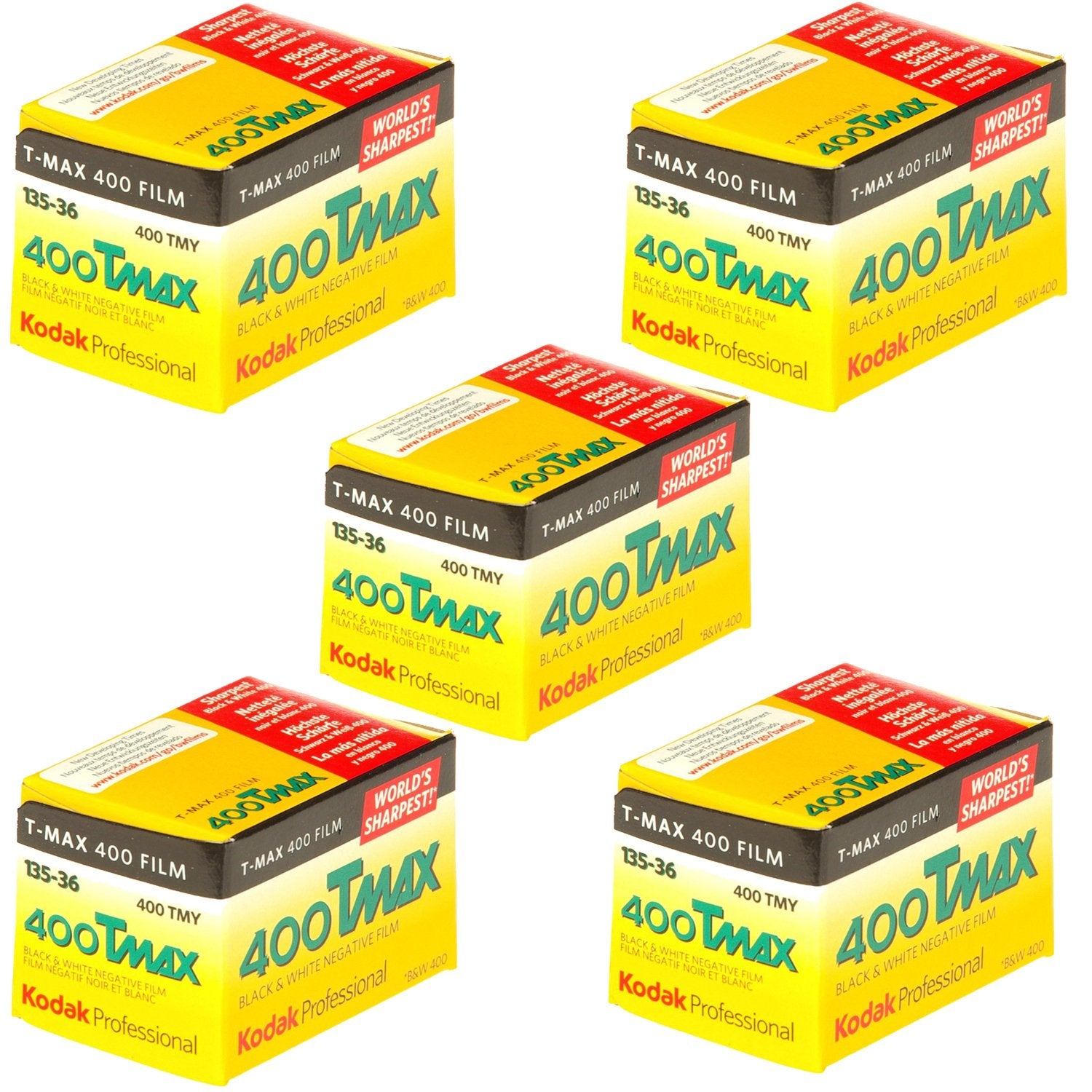 Kodak 400 TMAX Professional ISO 400, 36mm, 36 Exposures, Black and White Film 5 Pack