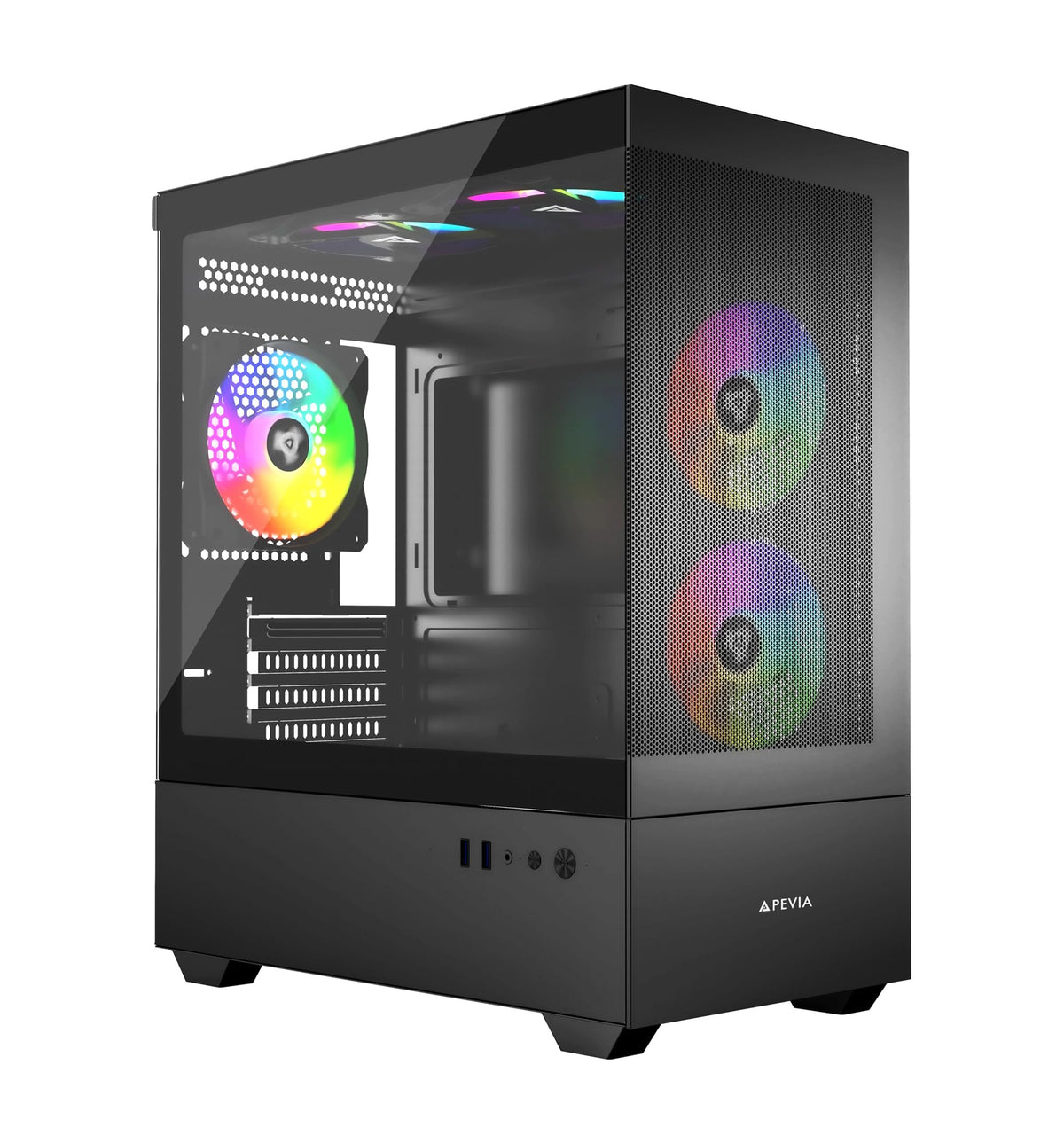 Apevia Phantom-Mesh-Bk Phantom Micro-Atx Dual-Chamber Mesh Gaming Pc Case W/ 5X 120Mm Argb Fans, 366 Rgb Modes, Mesh Airflow Per