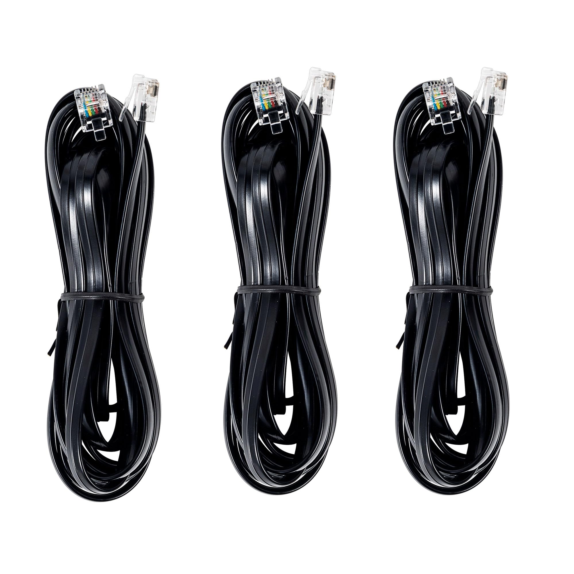 Jmzly Rj12 Cable Phone Cord Rj12 6P6C Male To Male Straight Wired For Both Data And Voice Use Black   10Feet3 Pack