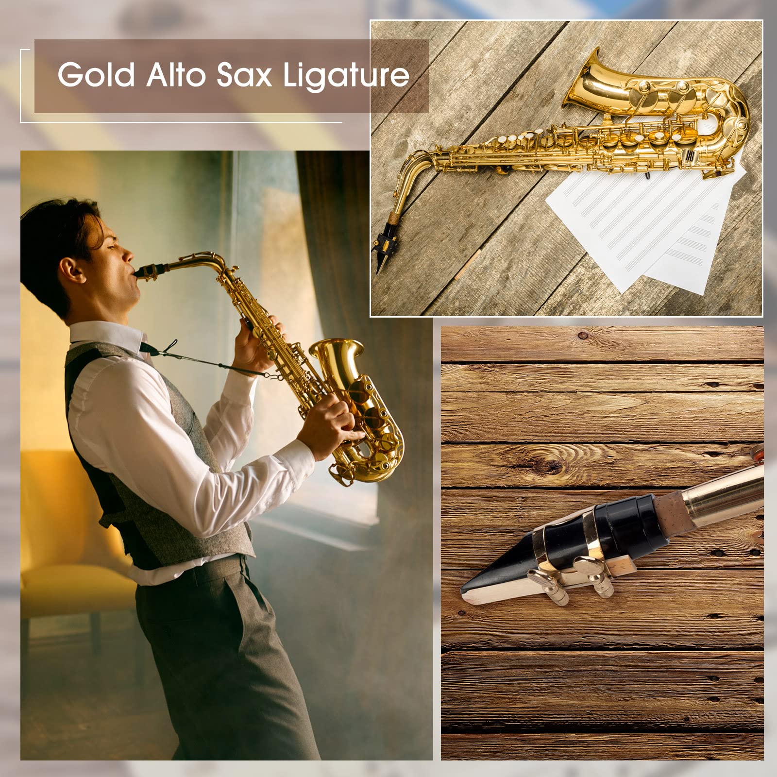 Fiada 2 Pcs Alto Sax Ligature Alto Saxophone Ligature Gold Alto Saxophone Mouthpiece Ligature With Adjustable Screws Saxophone L