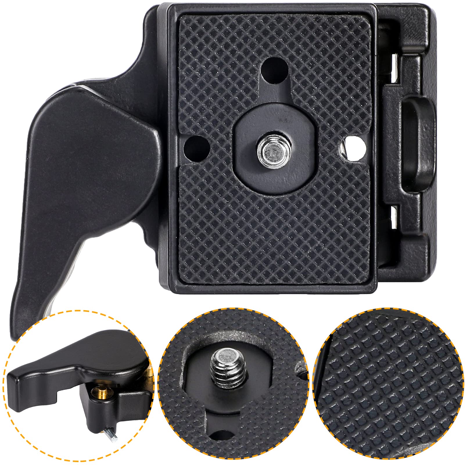 Konsait Black Camera 323 Quick Release Plate With Special Adapter (200Pl 14) Use For Manfrotto 323(New Version)