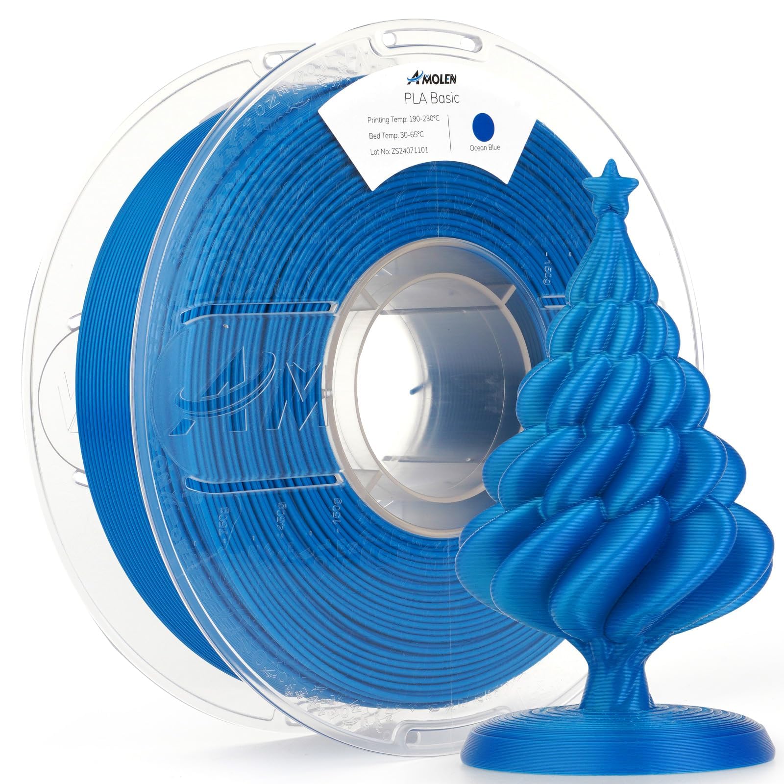 AMOLEN 3D Printer Filament PLA, True High Speed 600mm/s 1.75mm PLA Filament Ocean Blue PLA, 1KG/2.2lb, Dimensional Accuracy +/- 