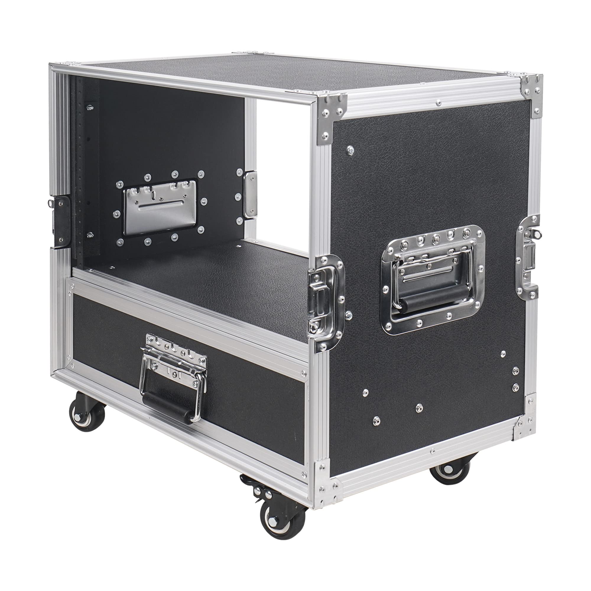 Sound Town 6U Rack Case With 2U Rack Drawer, Casters, For 19' Amps, Mixers, Microphone Receivers (Strc 6U2Dr)