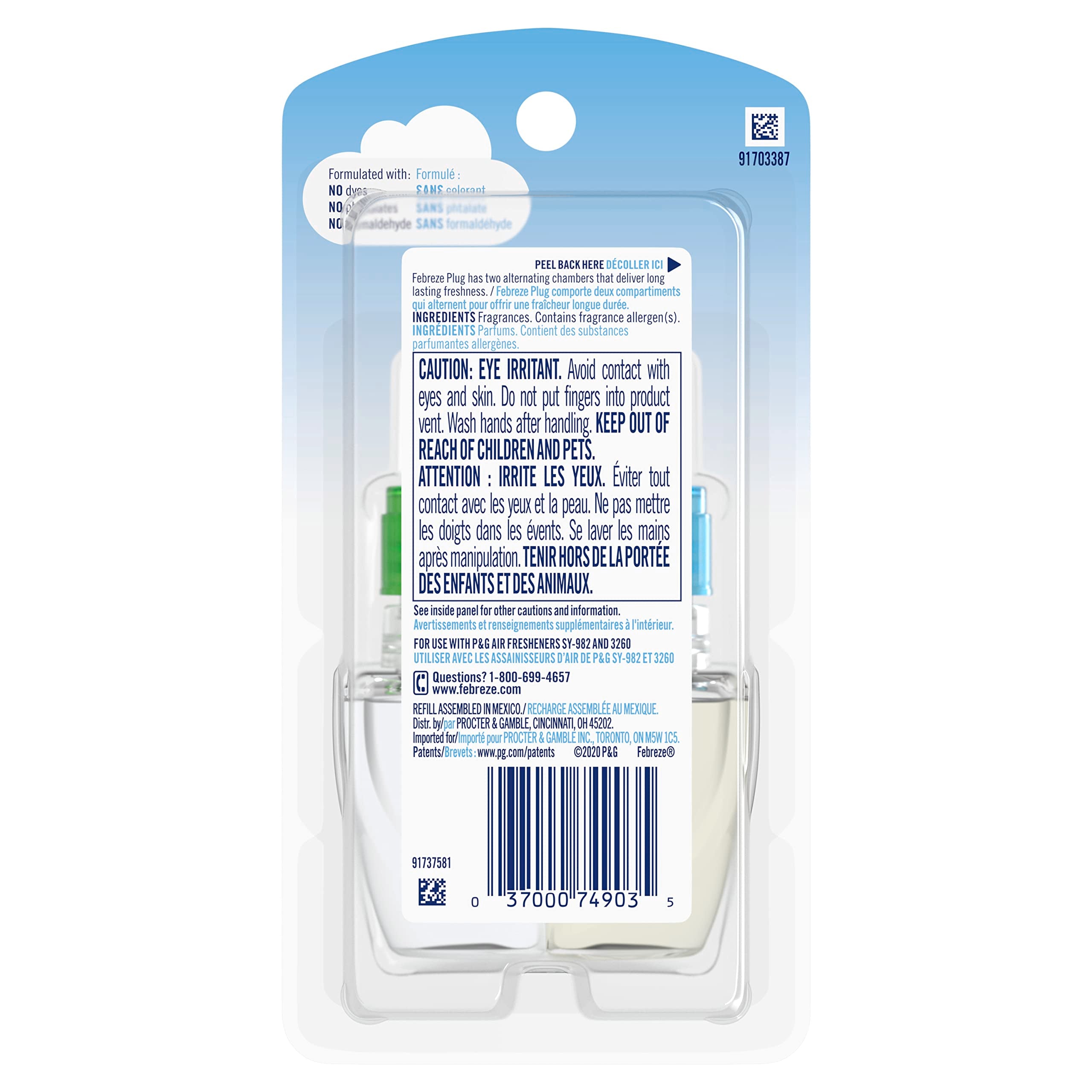 Febreze Plug In Air Freshener Scented Oil Refill, Gain Original Scent