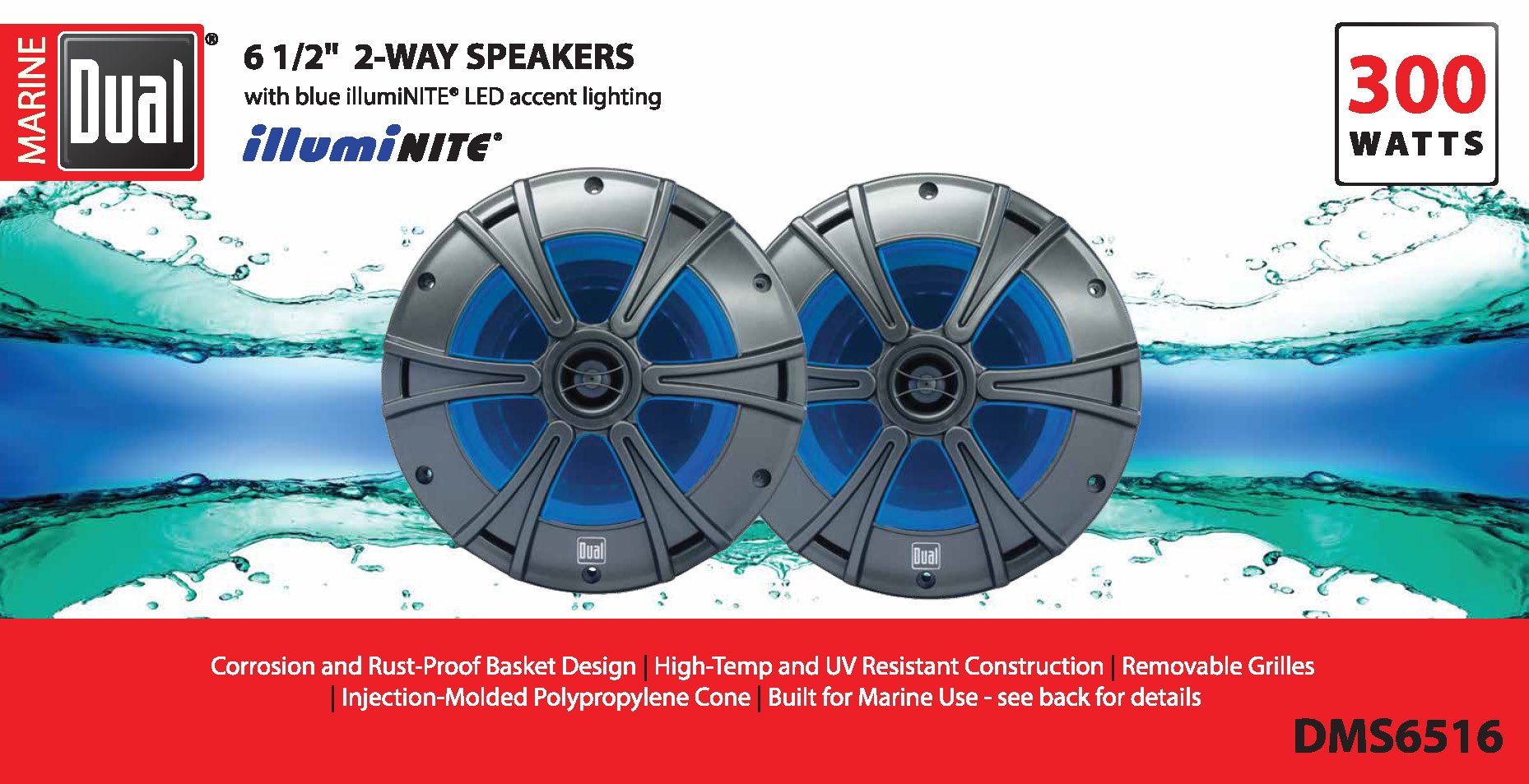 DUAL AUDIO 6.5 Speakers 2-Way LED 150W