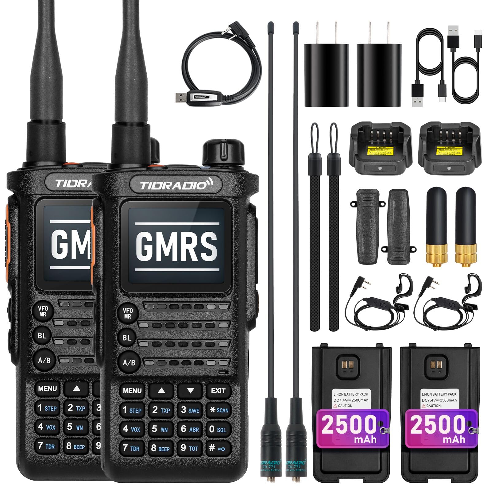 (2Nd Gen) Tidradio Td H8 Gmrs Radio 2 Way Radio,App Programmable,Gmrs Repeater Capable,Long Range Walkie Talkies With Rechargeab