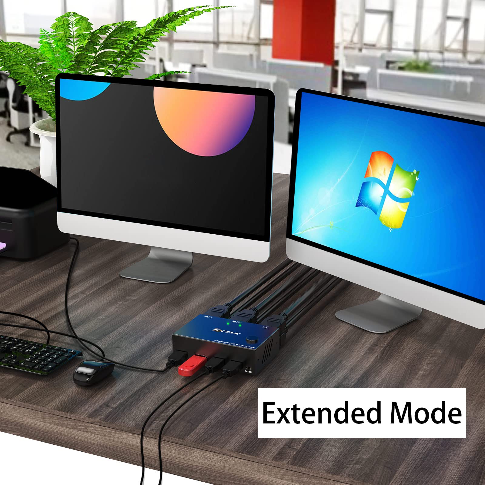 Dual Monitor Kvm Switch Hdmi 2 Port 4K@60Hz,Mleeda Usb Hdmi Extended Display Switcher For 2 Computers Share 2 Monitors And 4 Usb