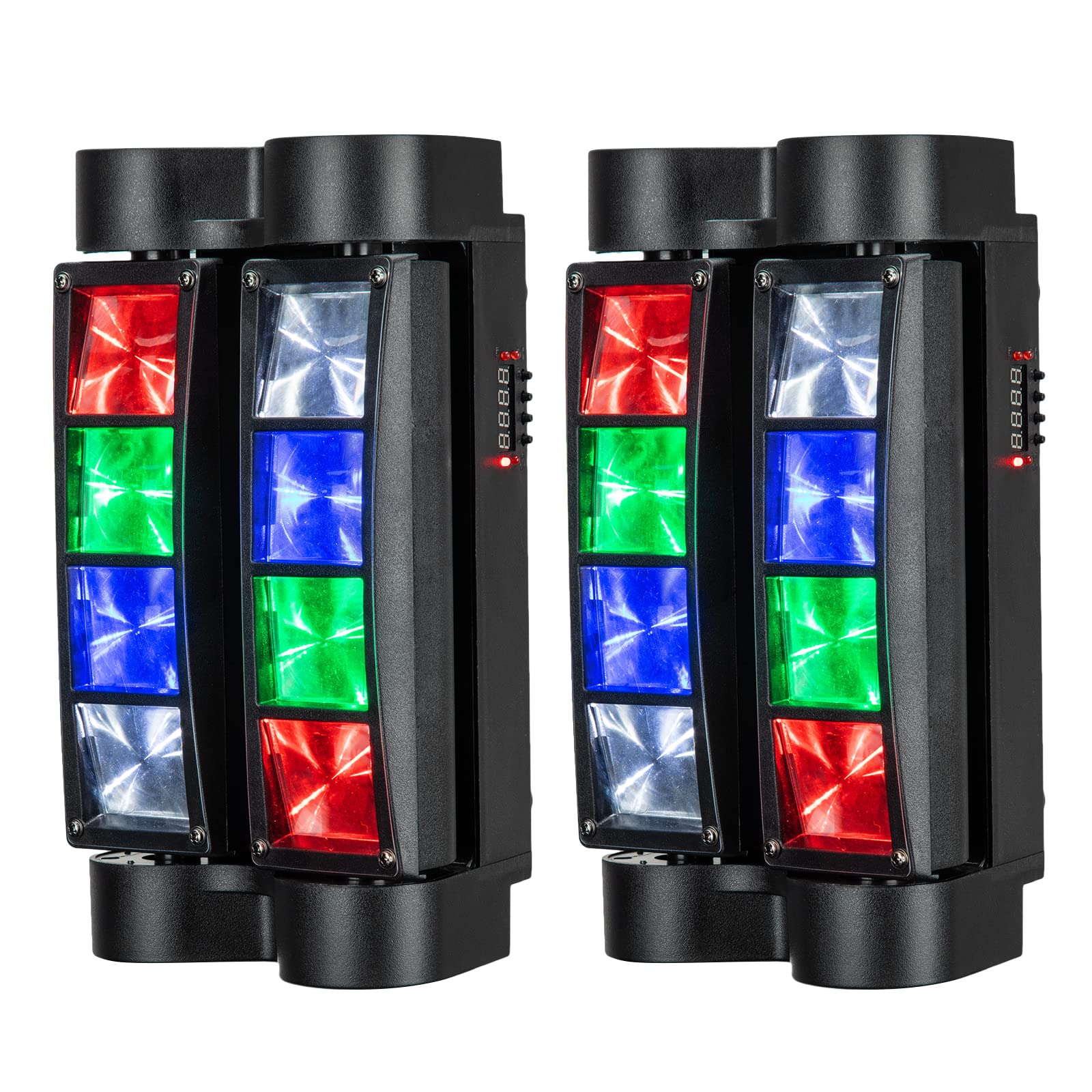 Lunsy Spider Moving Head Dj Lights, Disco Party Stage Lights Indoor, Lunsy 8X10W Rgbw Sound Activated Dmx 512 Control Strobe Bea