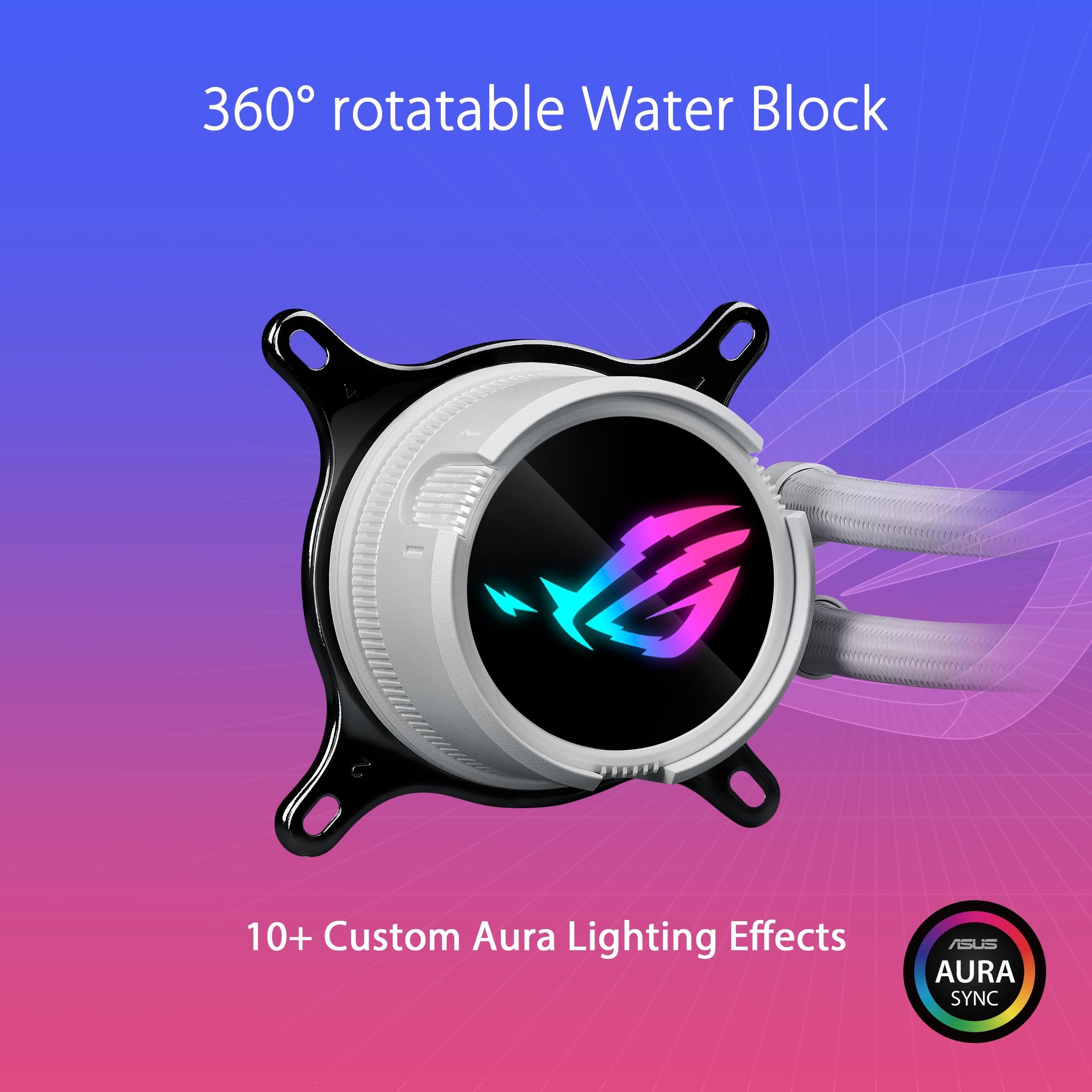 Asus Rog Strix Lc Iii 360 Argb White Edition All In One Cpu Liquid Cooler With 360 Rotatable Water Block, Aseteks New Gen7 V2 Pu