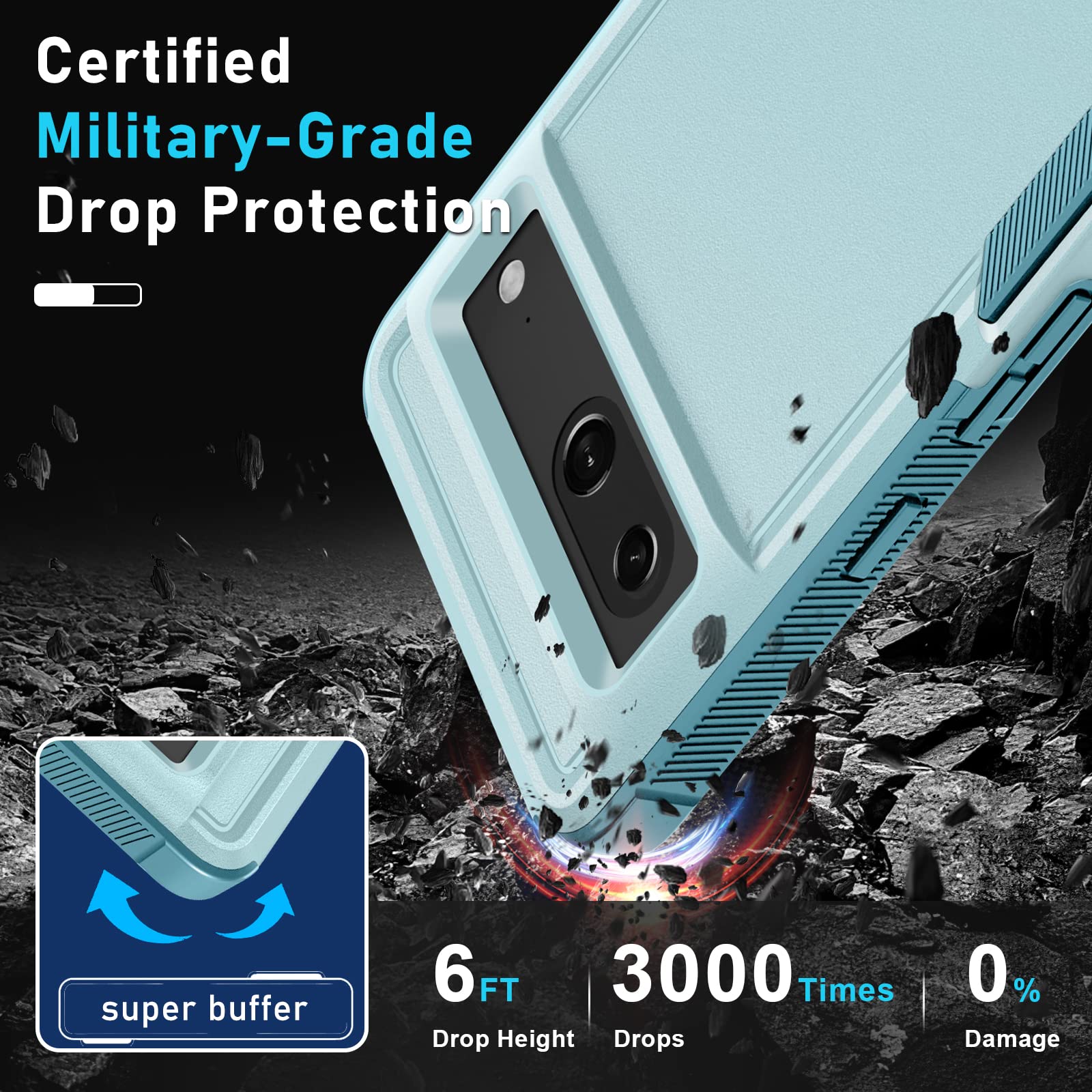 Janmitta For Google Pixel 7 Case With Screen Protector+Camera Lens Protector+Lanyard,Heavy Duty Shockproof Full Body Phone Cover