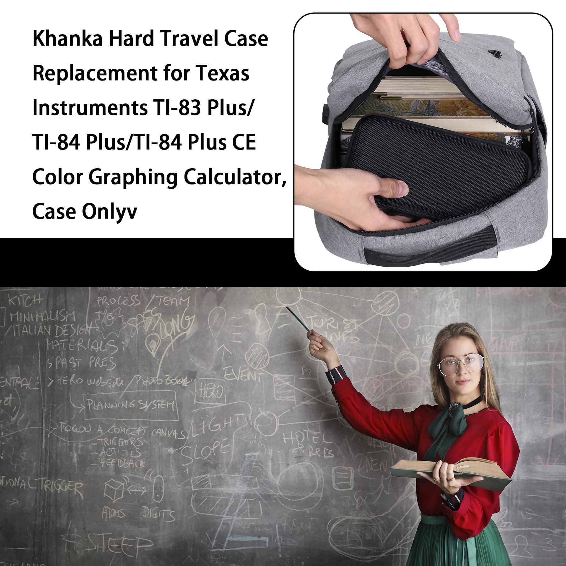 Khanka Hard Travel Case for Texas Instruments TI-83 TI-84 Plus CE Graphing Calculator EVA Rose Gold