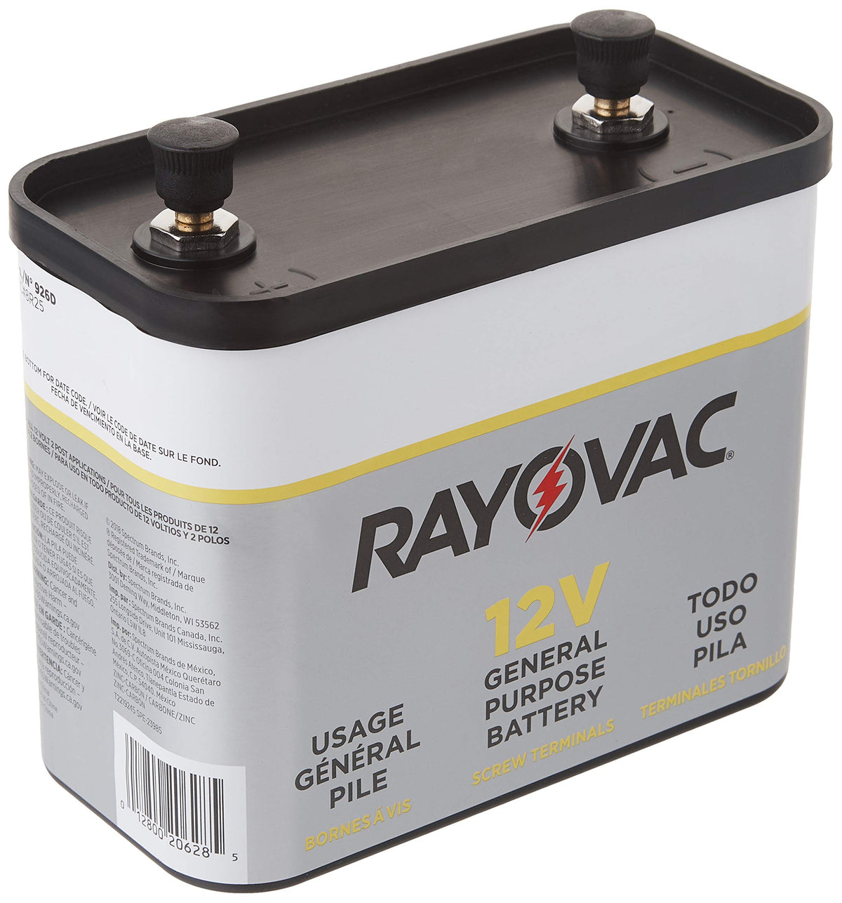 Rayovac General Purpose Lantern Battery, 12 Volt, Screw Terminals, 926C