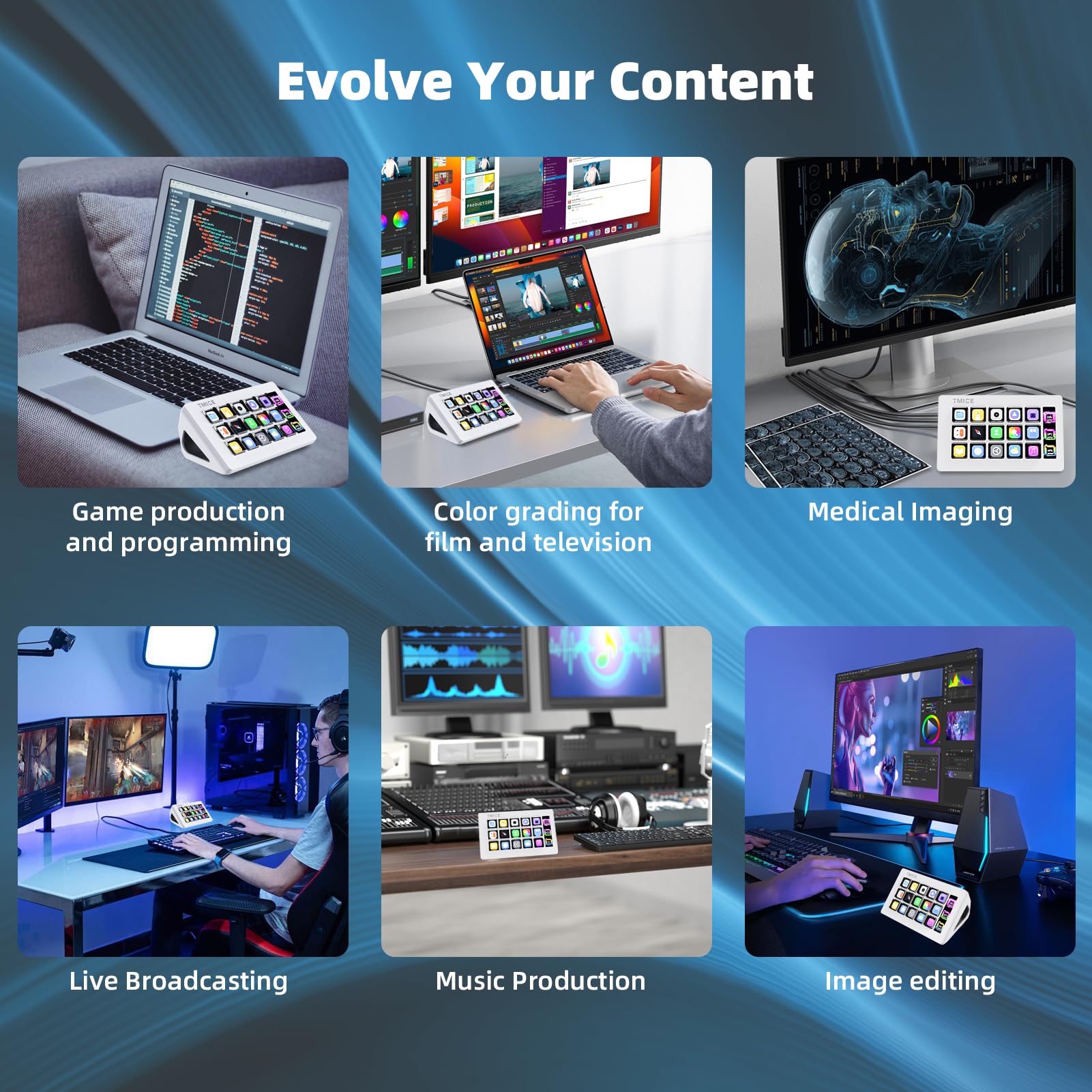 Tmice Stream Controller - Live Production Controller With 15 Customizable Lcd Keys And Adjustable Stand, Trigger Actions In Obs