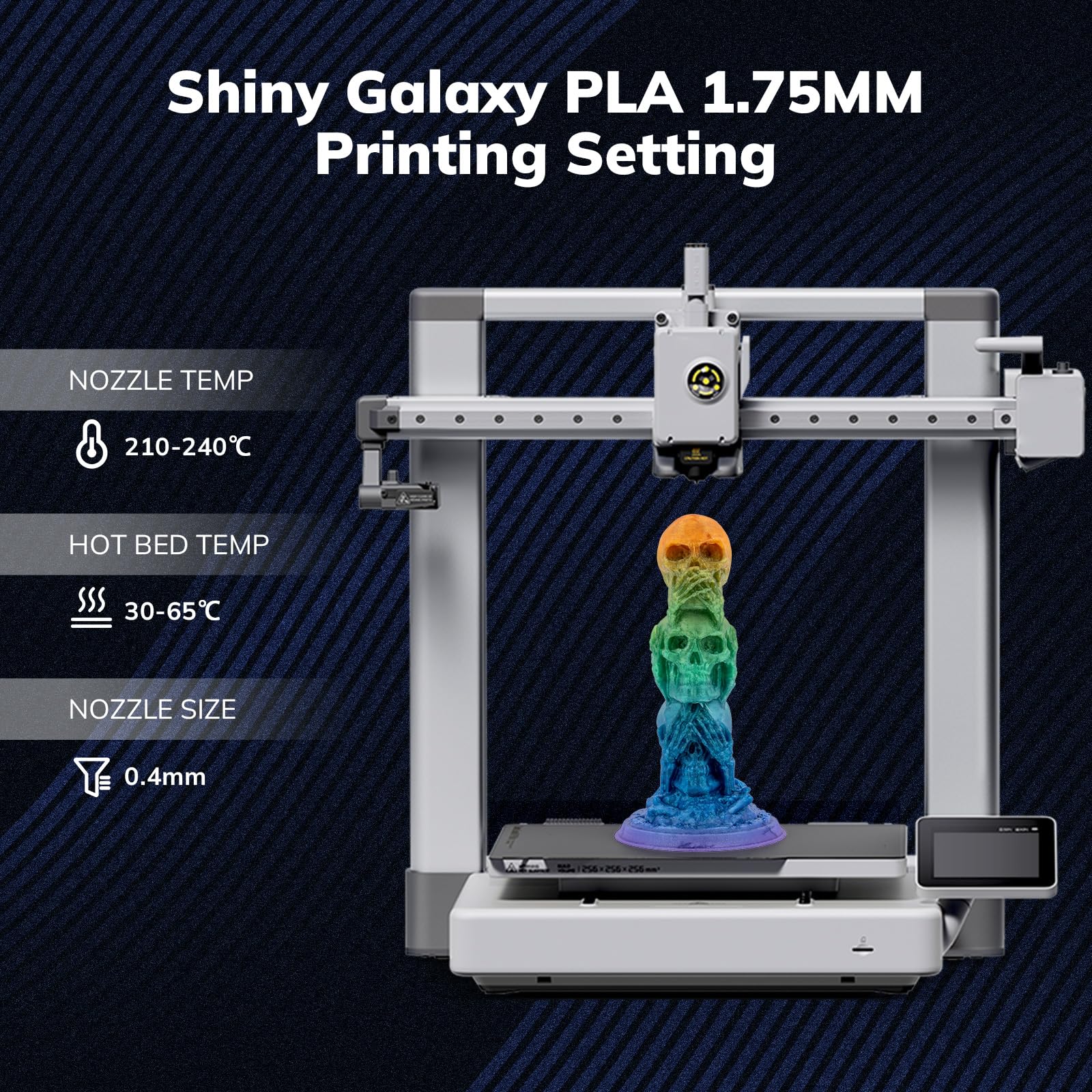 Amolen Pla 3D Printer Filament, Galaxy Rainbow Color Changing With Light Filament 1.75Mm,Shiny Sparkle 3D Printing Filament For