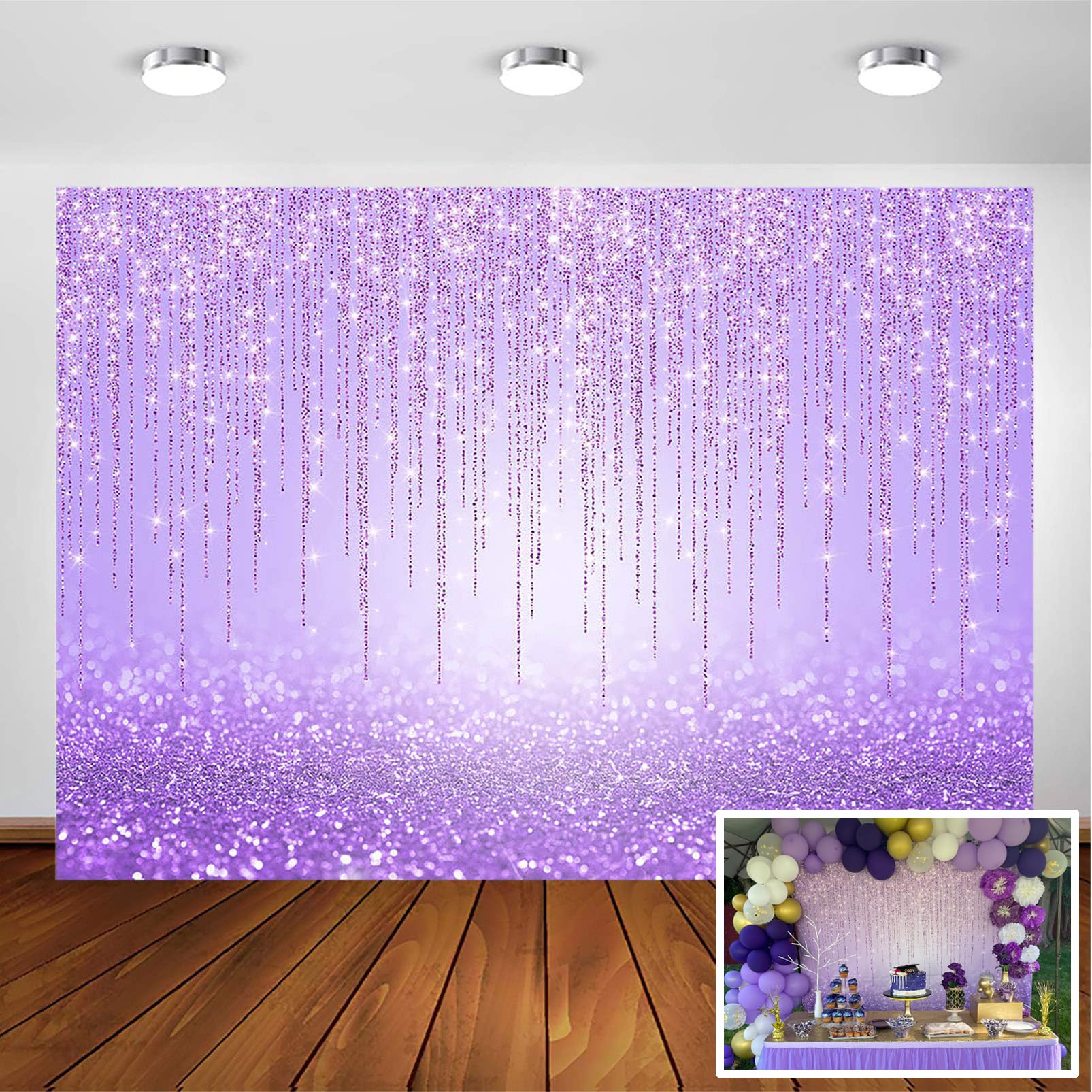 Avezano Purple Glitter Backdrop For Girl Birthday Party Sweet 16 Photoshoot Purple Shiny Glittering Bokeh Parties Events Decorat