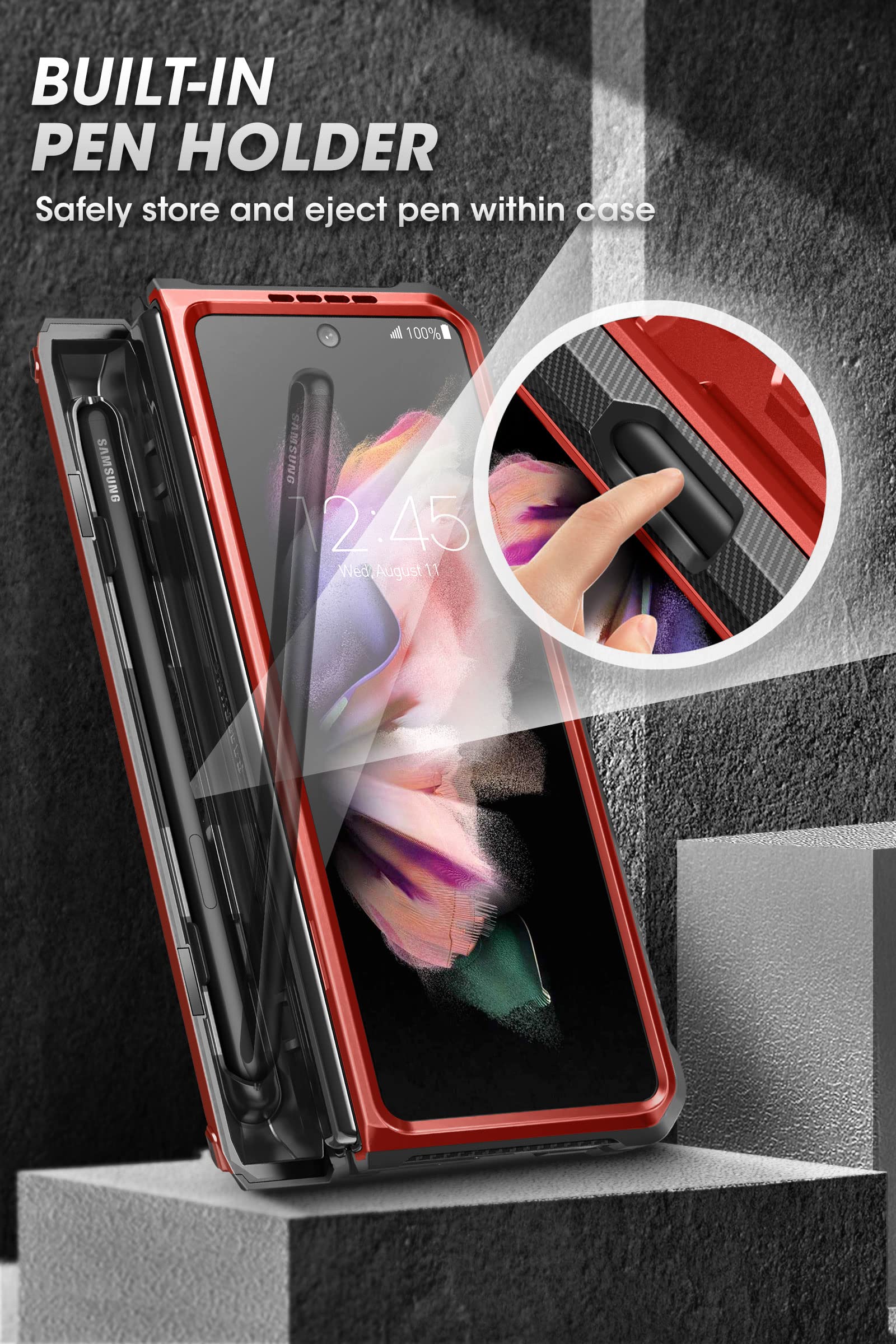Supcase For Galaxy Z Fold 3 Case With S Pen Holder (Unicorn Beetle Pro), [Built In Screen Protector & Stand] [Military Grade Pro
