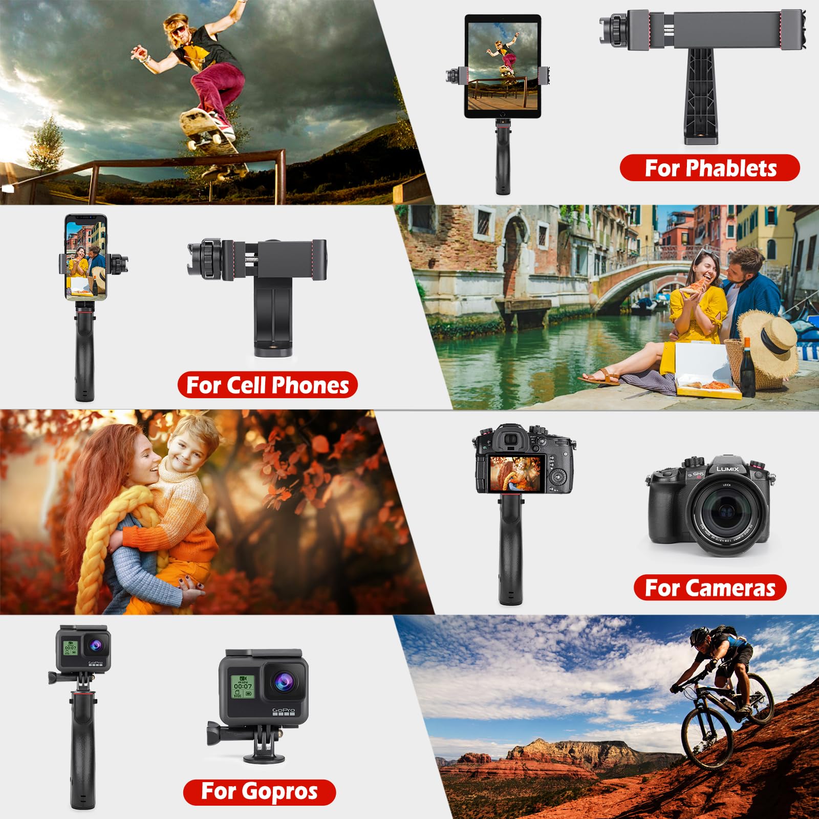 Zeadio Smartphone Stabilizer, Vlogging Hand Grip Video Holder Rig Handle Travel Selfie Stick With Clamp Mount And Wireless Remot