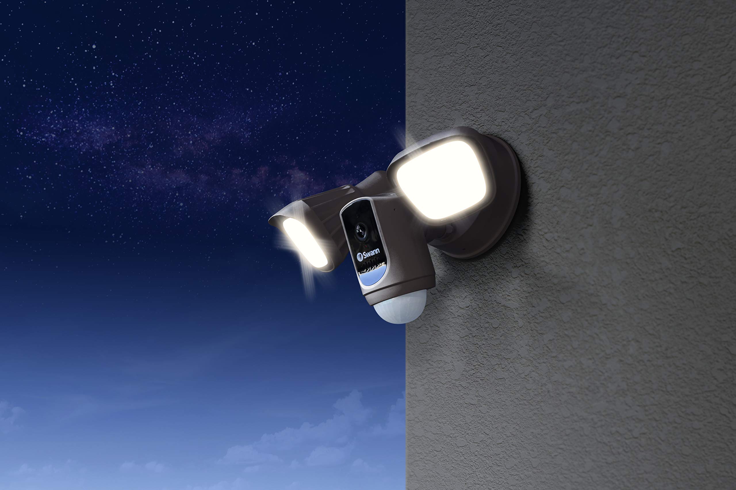 Swann Wi Fi 1080P Waterproof Motion Activated Floodlight Camera With Night Vision, Heat Sensing, 2 Way Talk, Dimmable 2400 Lumen