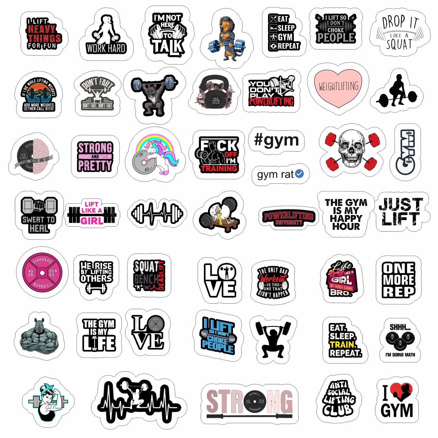 100Pcs Gym, Workout And Weightlifting Stickers For Water Bottle & Laptop   Workout Gifts For Women, Mom   Waterproof Vinyl Decal