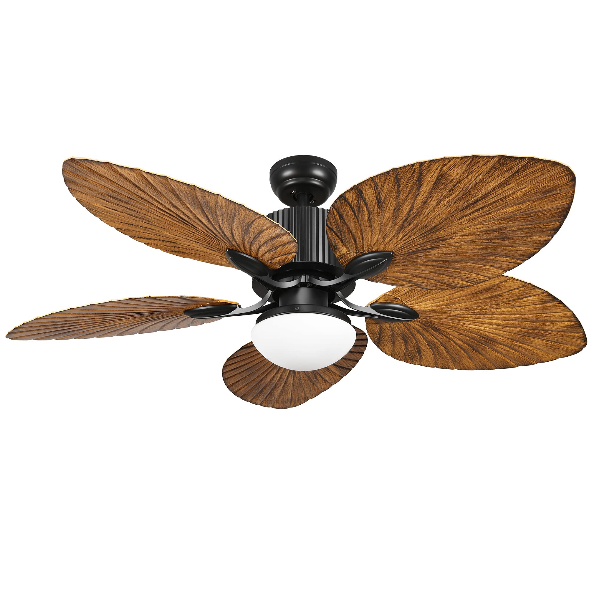 YITAHOME Tropical Ceiling Fan with LED Light and Remote Control 52 Inch Palm Reversible Fan Light with Memory Function 5 Leaf Bl