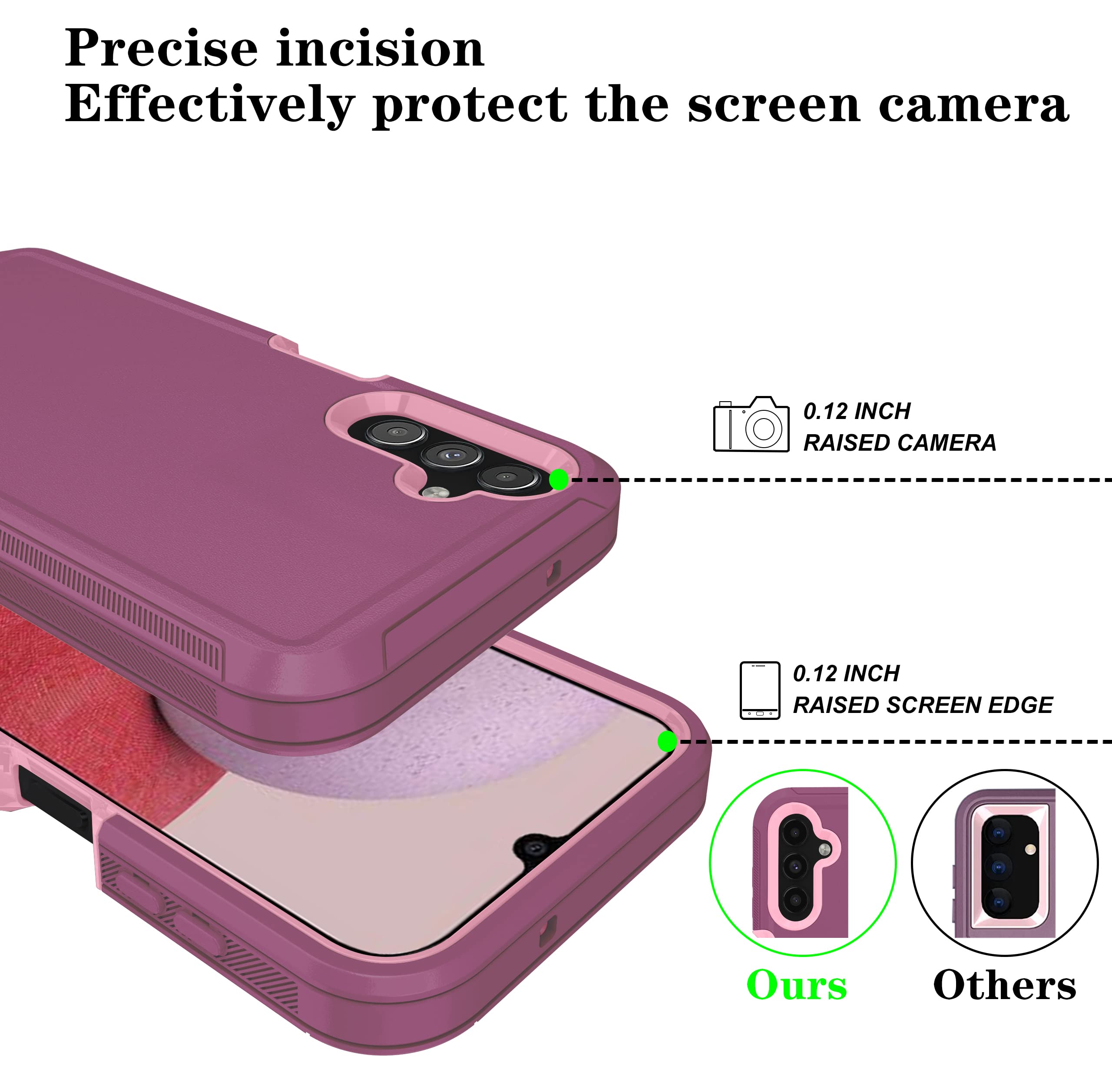 Onola Compatible With Samsung Galaxy A14 5G Case With Hd Screen Protector (2 Pack), For Samsung A14 5G Case Durable Shockproof 3