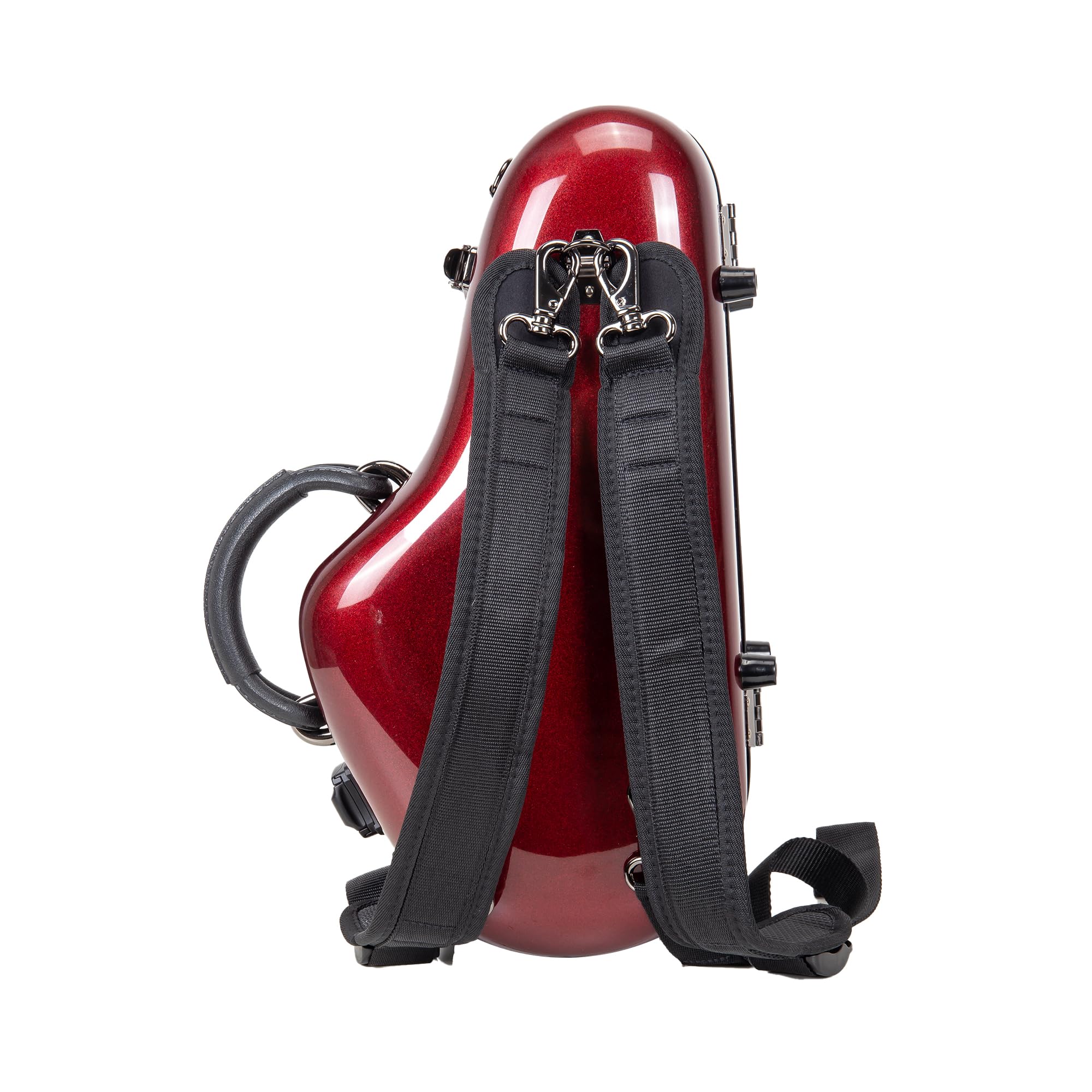 Crossrock Pro Grade Curved Soprano Saxophone Case | Stage Crimson Gloss, Tsa Lock, Elite Protection, Detachable Backpack Straps,