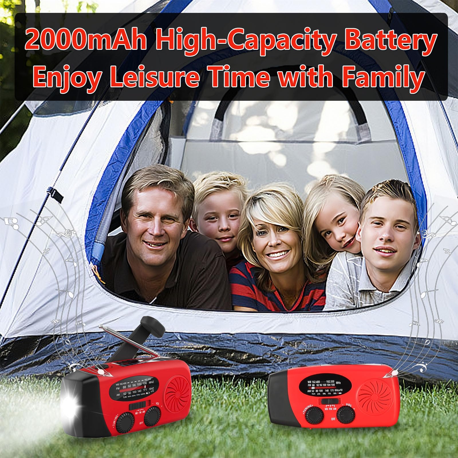 Tiemahun Emergency Solar Hand Crank Dynamo Noaa Wb Am/Fm Radio Hurricane Camping Survive Kit With 3-Led Flashlight 2000Mah 088Fs