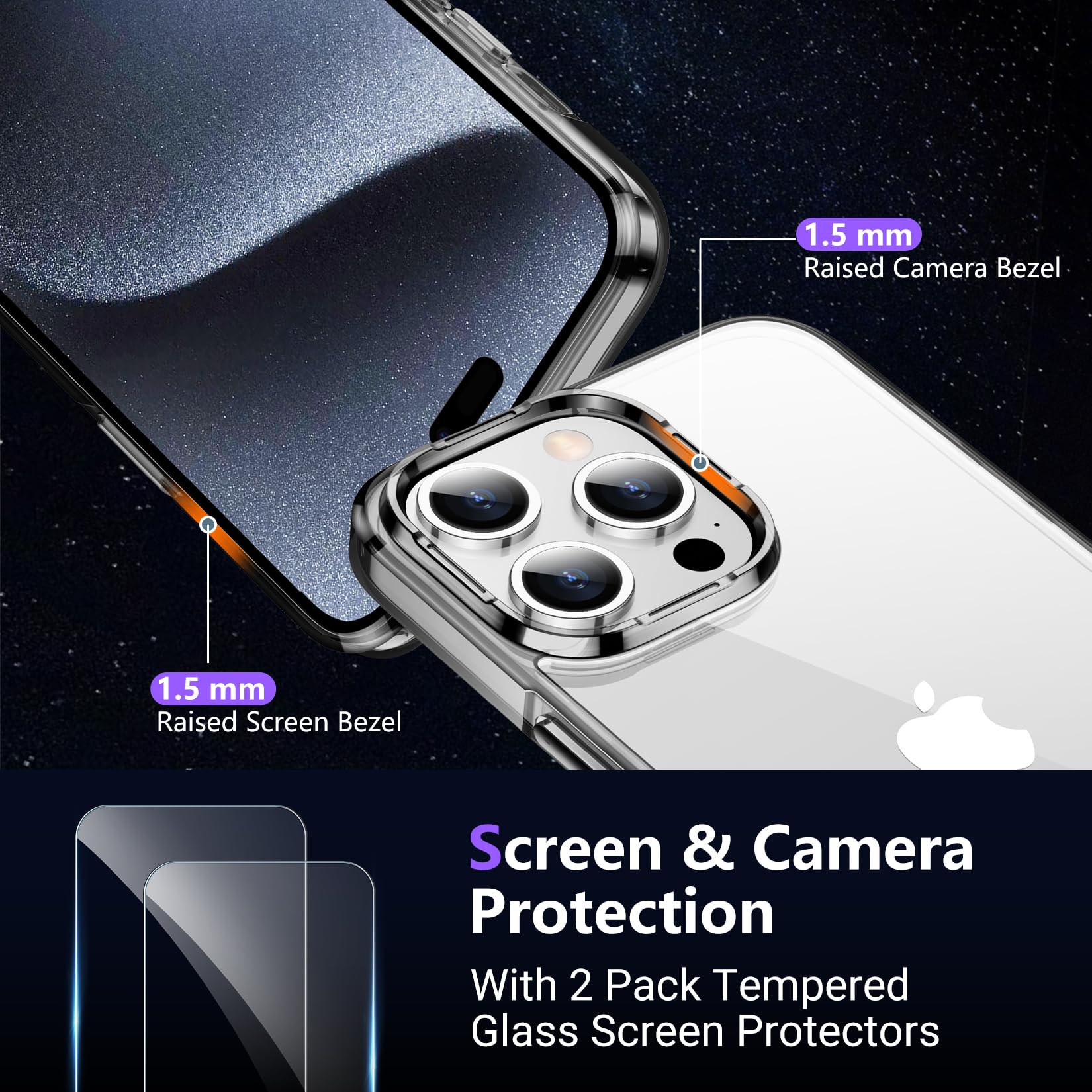 Temdan Designed For Iphone 15 Pro Max Case Clear, [Non Yellowing] [Military Grade Drop Protection] Slim Thin Shockproof Protecti