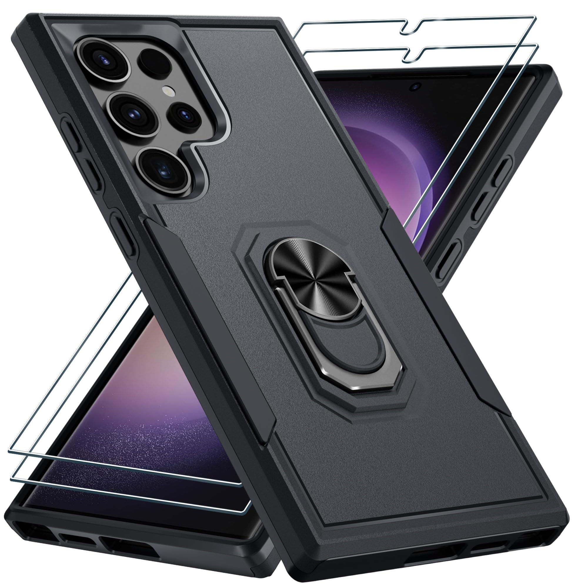 Janmitta Compatible With Samsung Galaxy S24 Ultra Case With Screen Protector[2 Pack],Heavy Duty Shockproof Full Body Phone Cover