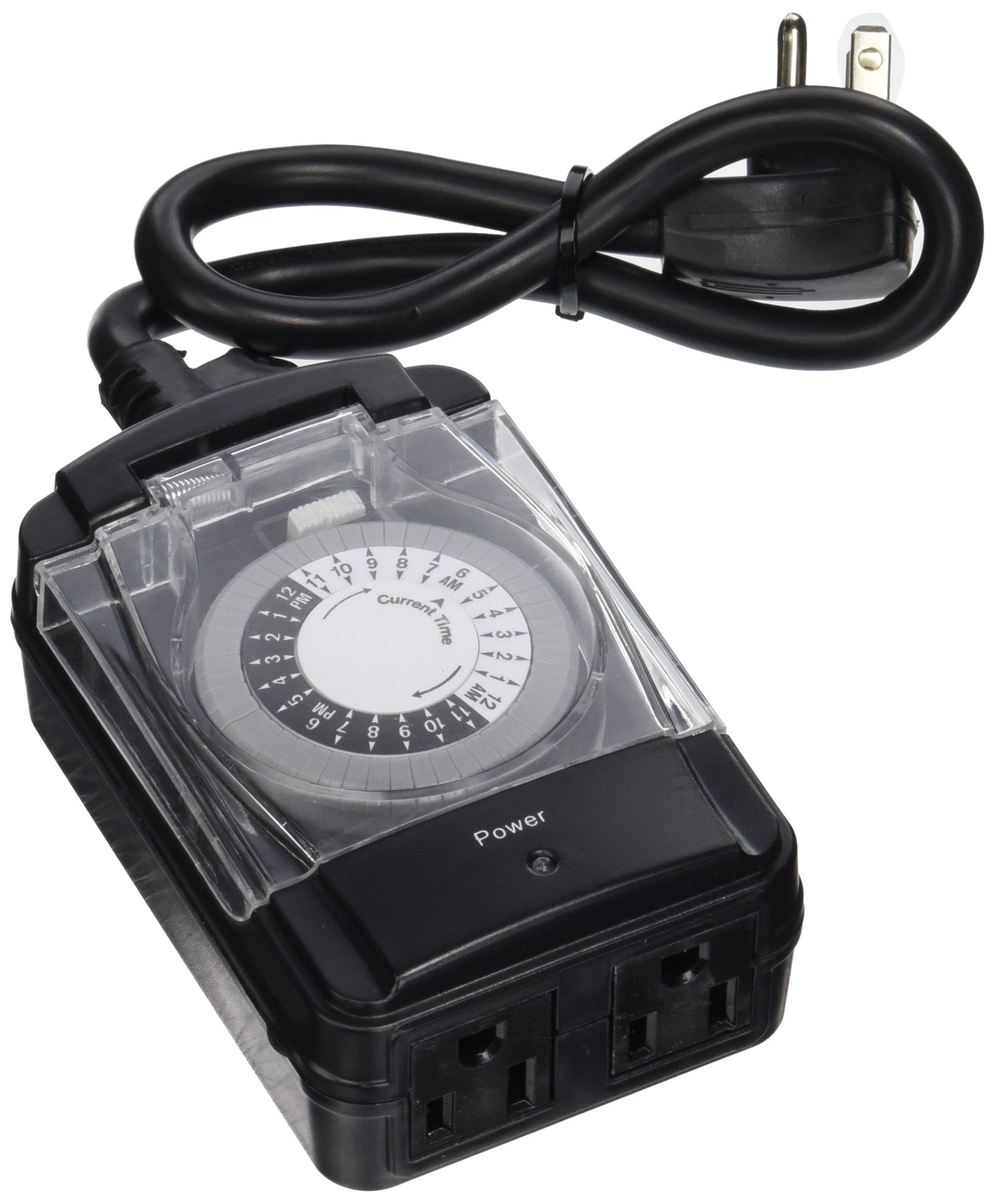POWER ZONE TNO24111 Two Outlet 24 Hour Outdoor Reverse Ground Pin Placement Timer