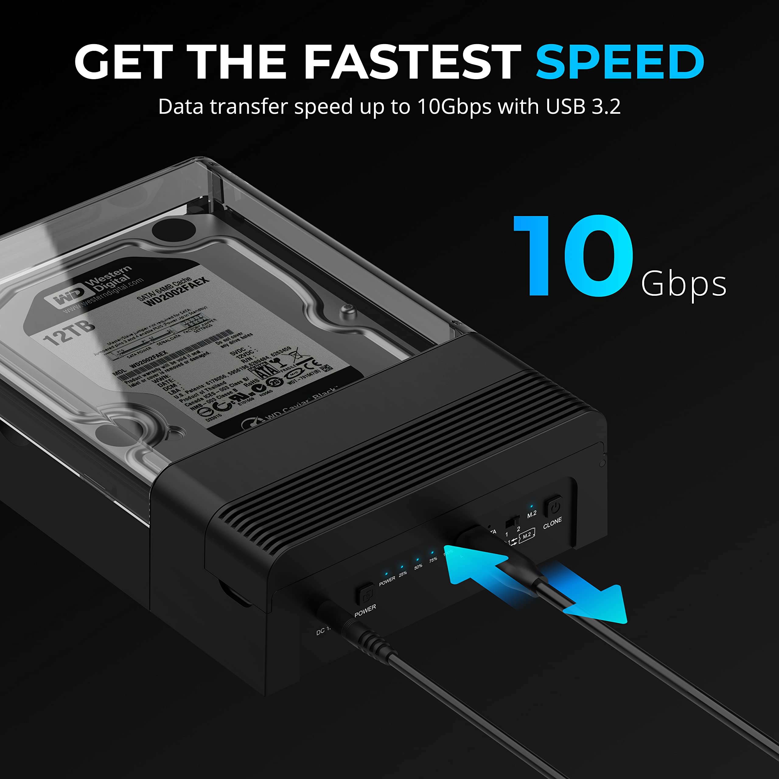 Sabrent Usb Type C Lay Flat Docking Station For M.2 Pcie Nvme + Sata 2.5'''/3.5'' Ssd & Hdd With Offline Clone Function [Ds Ufnc