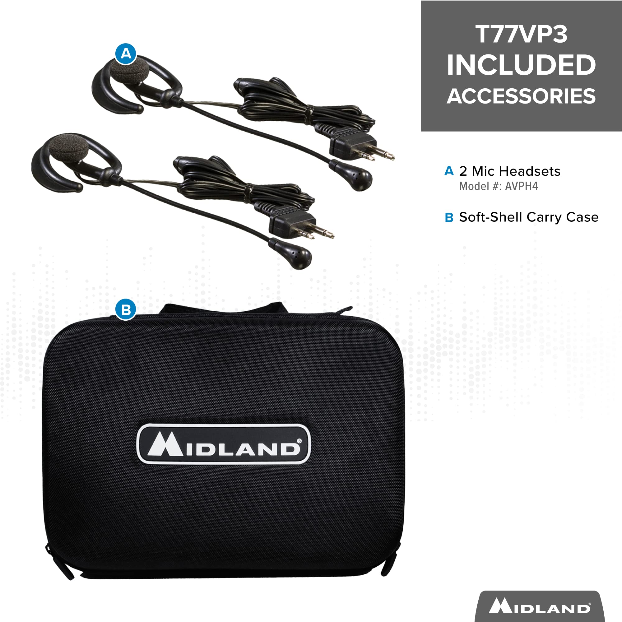 Midland T77Vp5 X Talker Long Range Walkie Talkie Frs Two Way Radio For Camping Overlanding Noaa Weather Scan + Alert, 121 Privacy Codes   Includes Carrying Case & Headset Black/Silver, 2 Radio Bundle