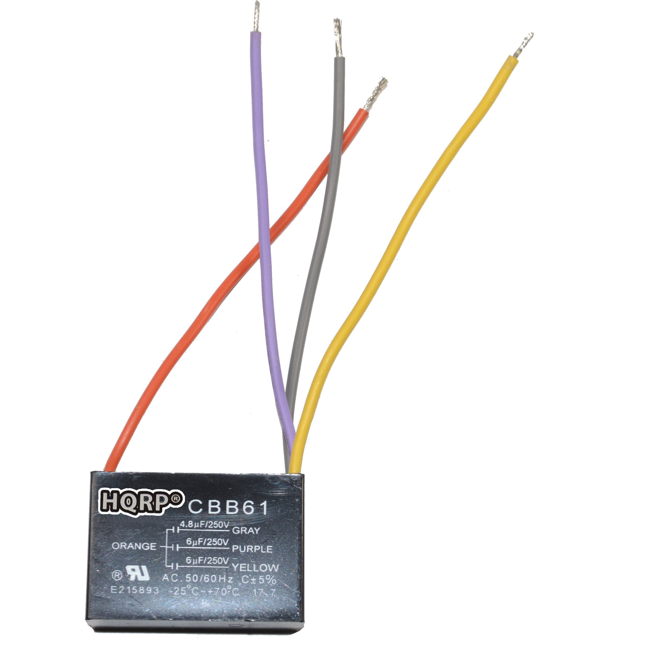 Hqrp Kit Ceiling Fan Capacitor Cbb61 4.8Uf+6Uf+6Uf 4 Wire Ul Listed And 3 Speed Fan Switch