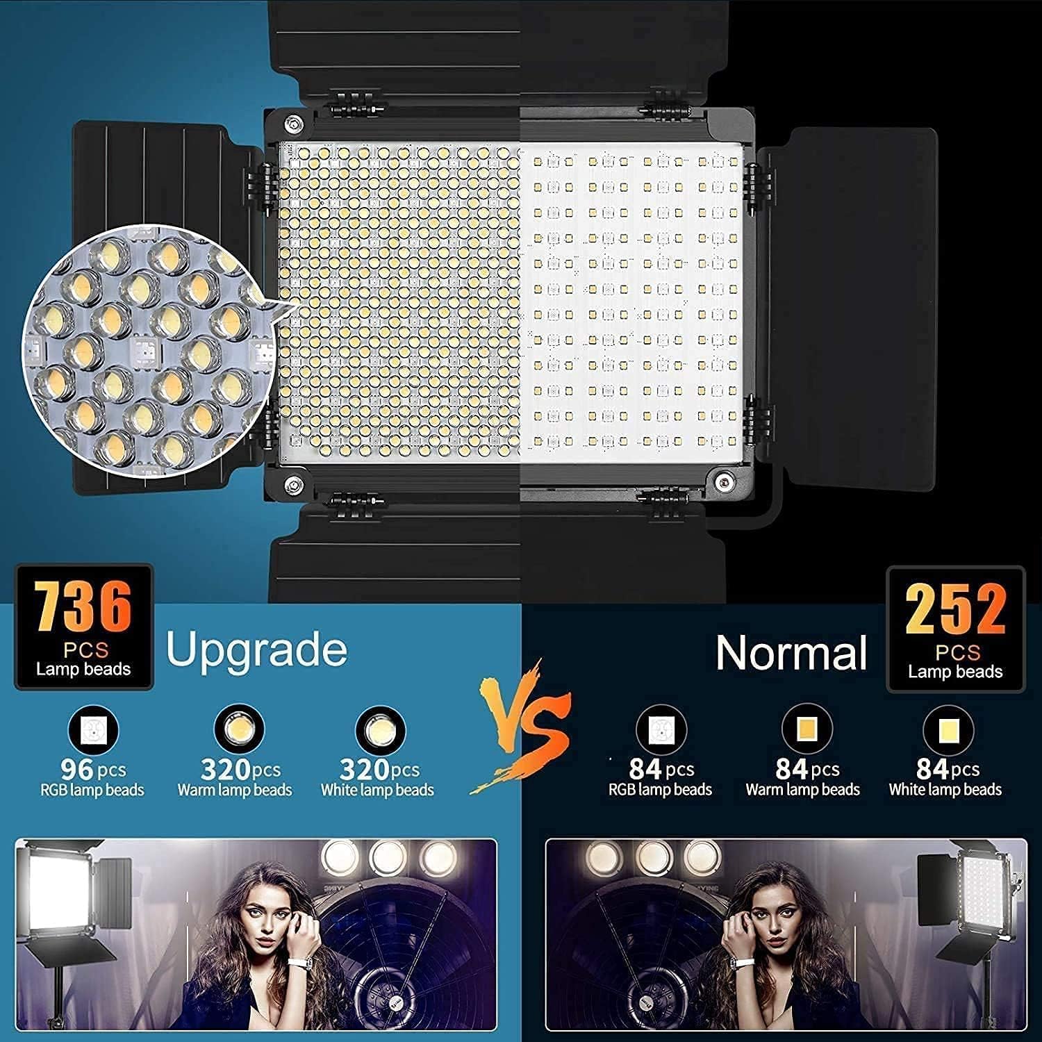 Gvm 1000D Rgb Led Video Light With 2 Softboxes, Photography Lighting Kit With Bluetooth Control, Full Color Video Lighting Kit W